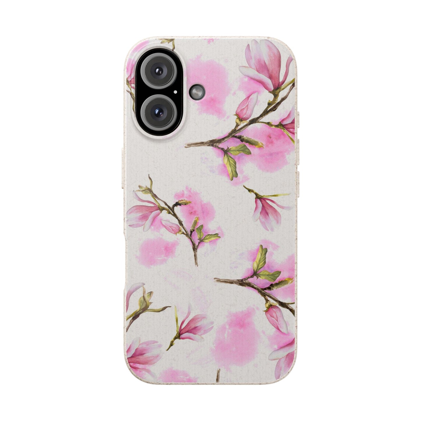 Biodegradable Phone Case — Pink Magnolia Floral Eco Phone Cover for Apple iPhone and Samsung Galaxy.