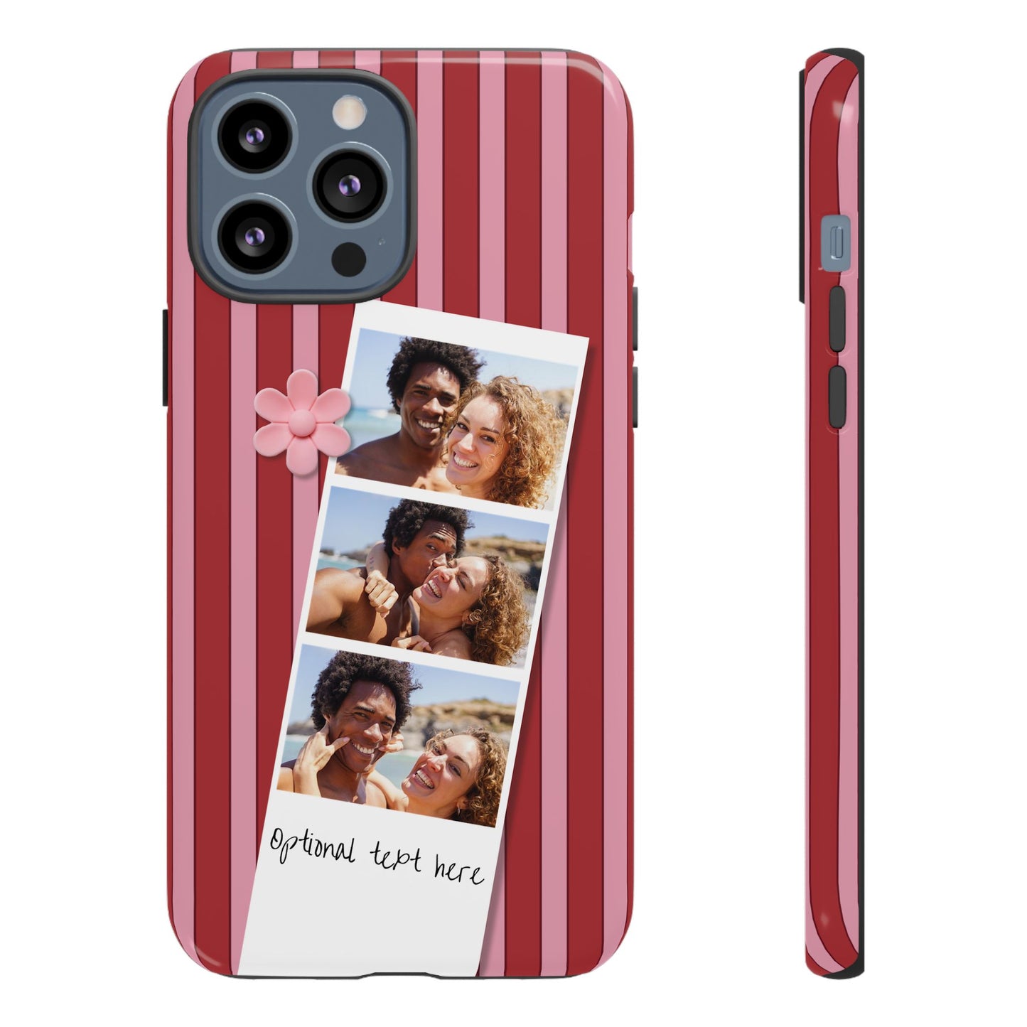 Customisable Three Photo Personalised Collage Tough Phone Case for Apple iPhone, Samsung Galaxy and Google Pixel.