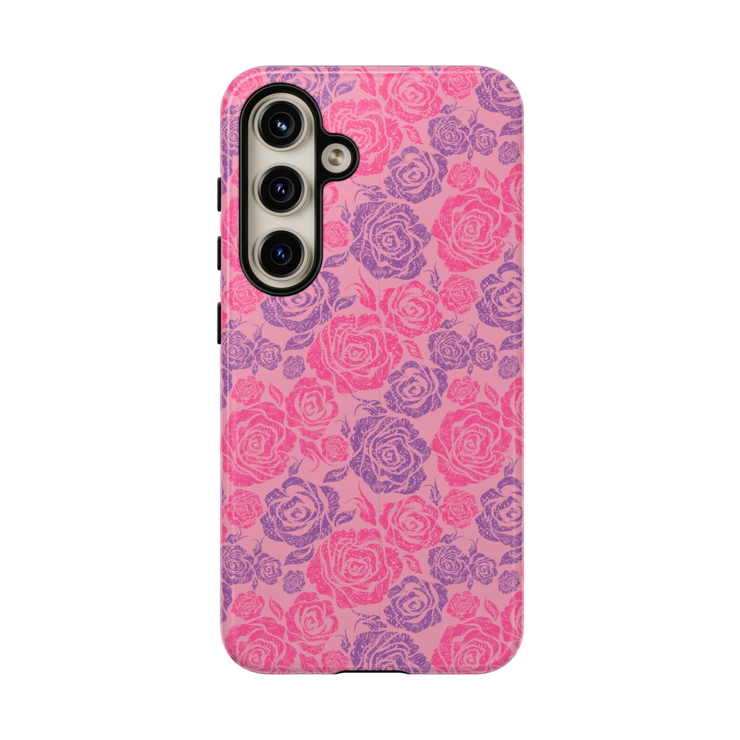 Pink & Lavender Rose Pattern Tough Phone Case
