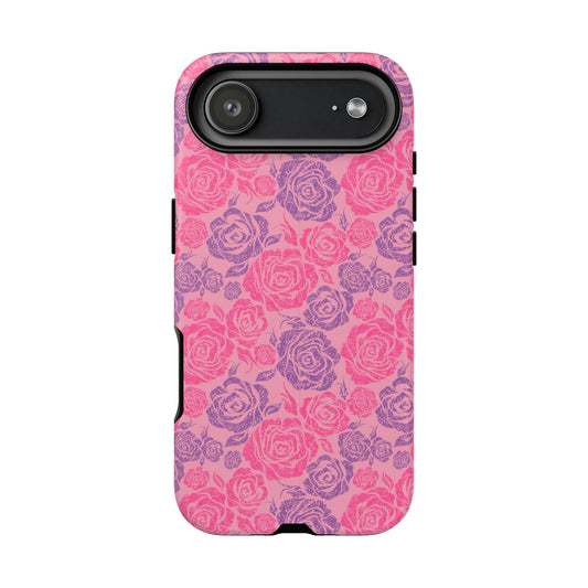 Pink & Lavender Rose Pattern Tough Phone Case