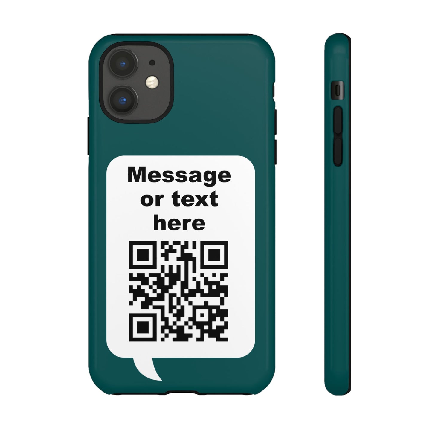 Custom QR Code Tough Phone Case — "Custom text" Contact Case