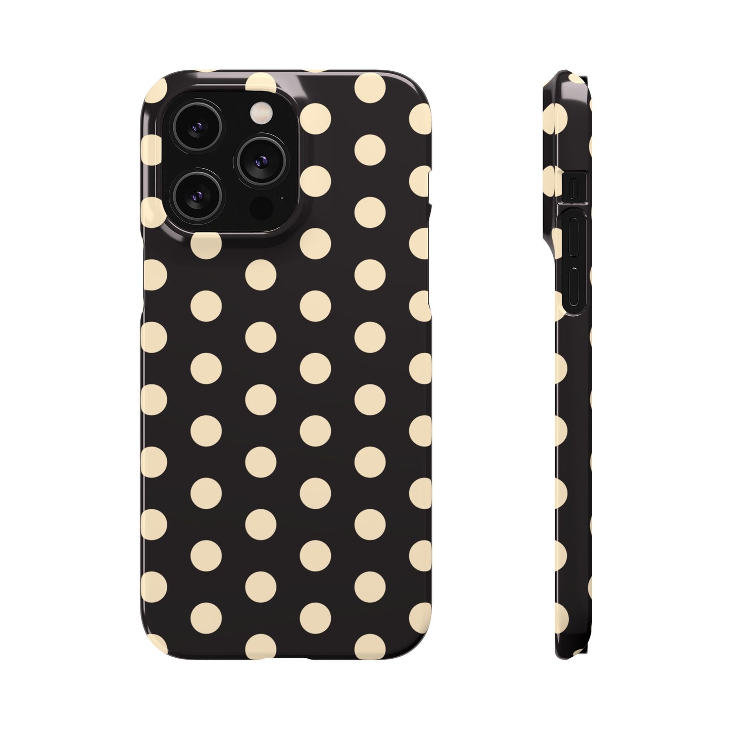 Polka Dot Snap Phone Case — Classic Black & Cream Retro Dots