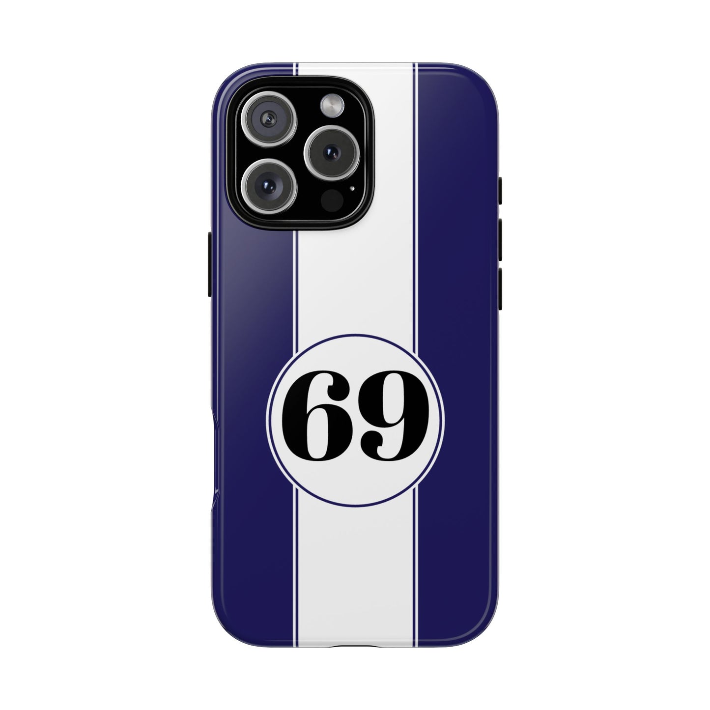 Custom Number Racing Stripe Tough Phone Case for Apple iPhone, Samsung Galaxy and Google Pixel.