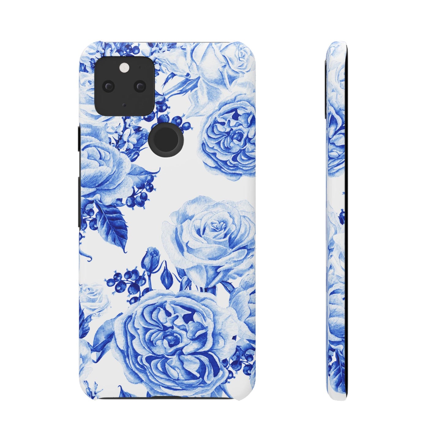 Blue Porcelain Floral Snap Phone Case — Vintage Rose Pattern