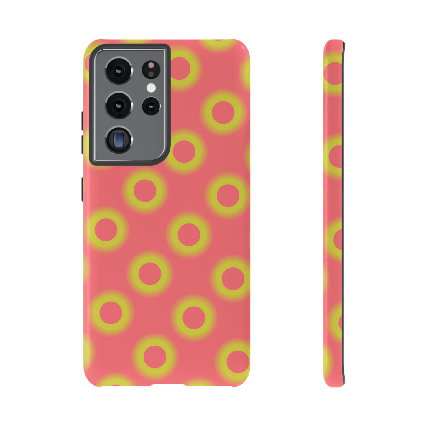 Neon Polka Dot Phone Case — Retro Pink & Lime Protective Cover