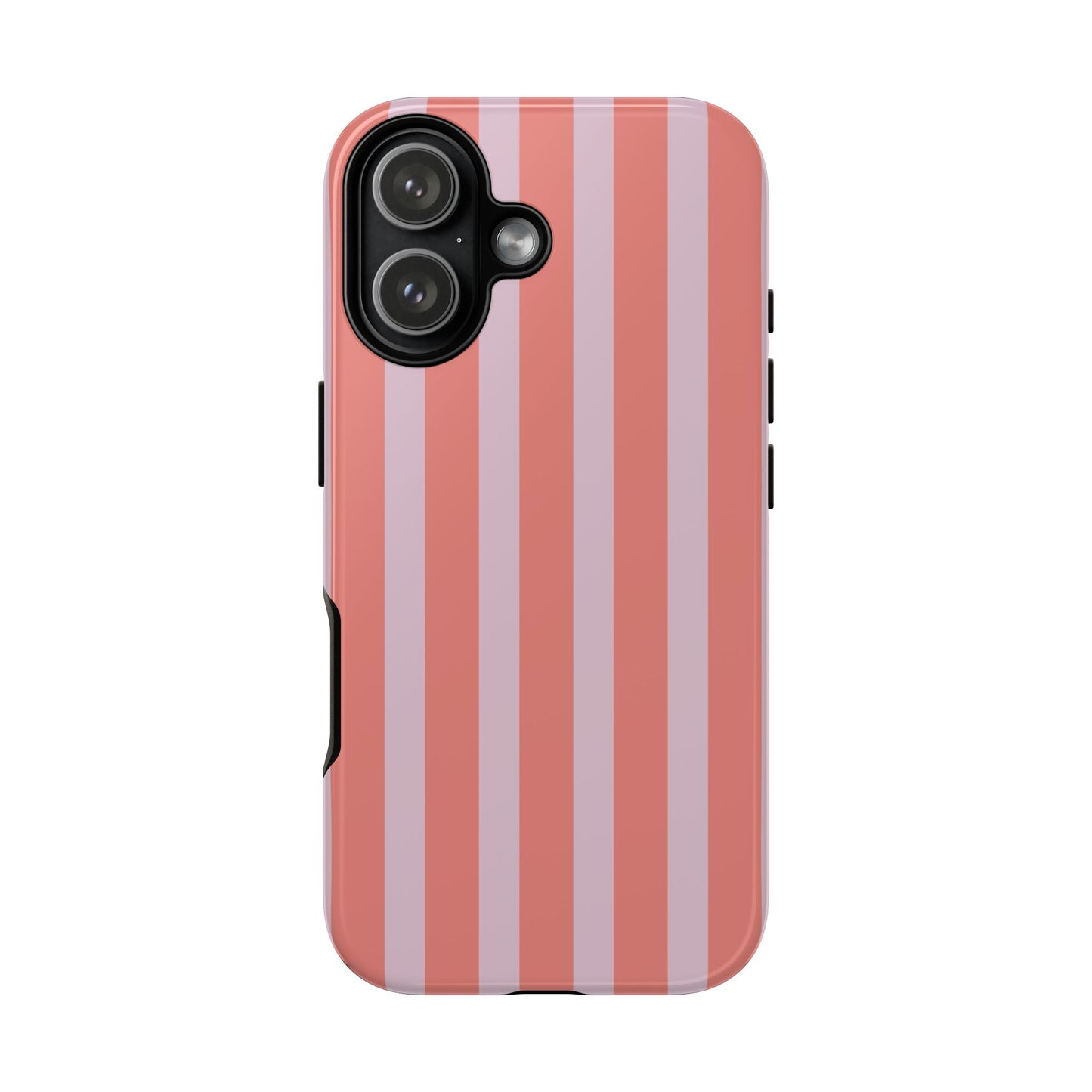 Pink Striped Tough Phone Case — Durable Protective Cover