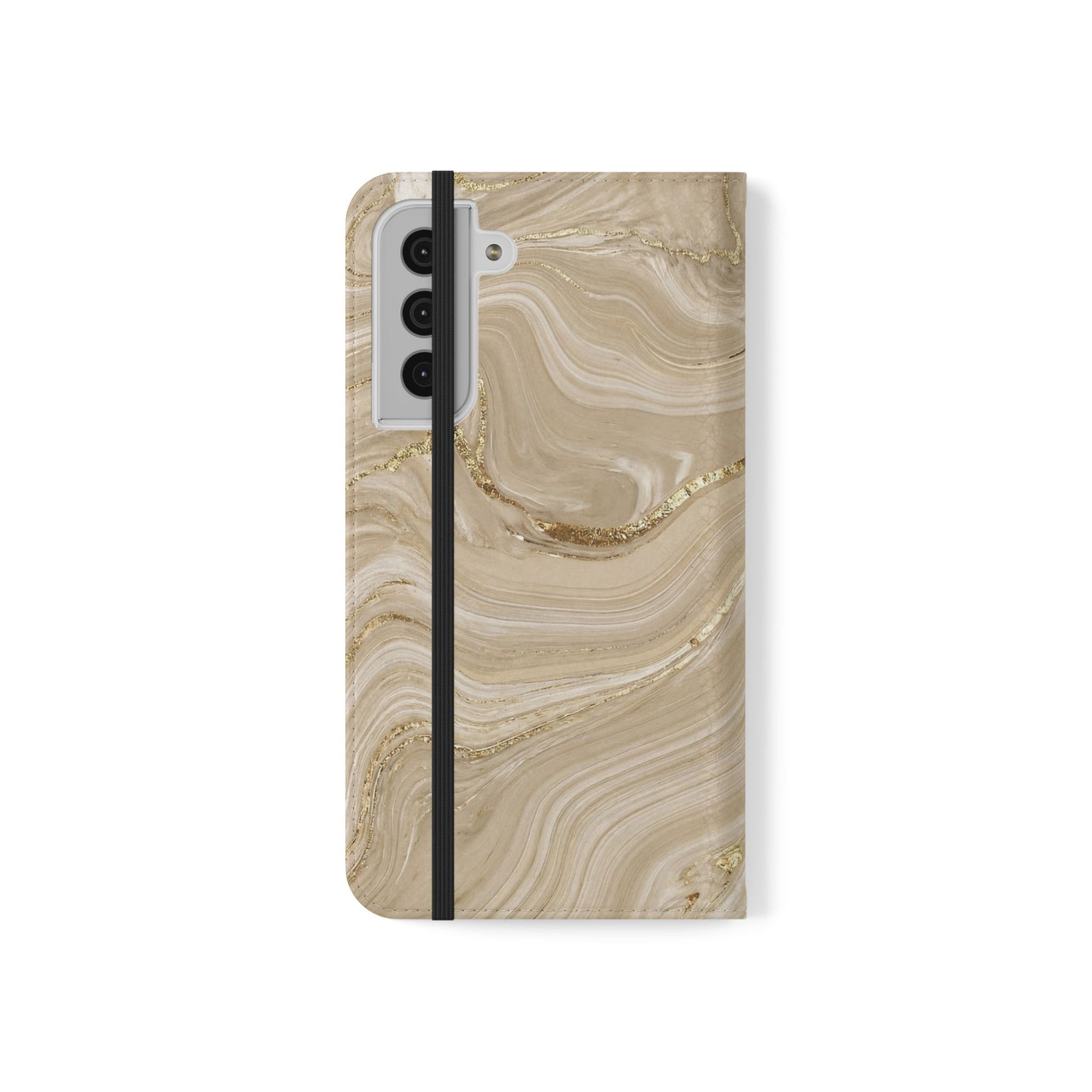 Marble Beige Flip Phone Case – Stylish Wallet Phone Cover with Card Slots