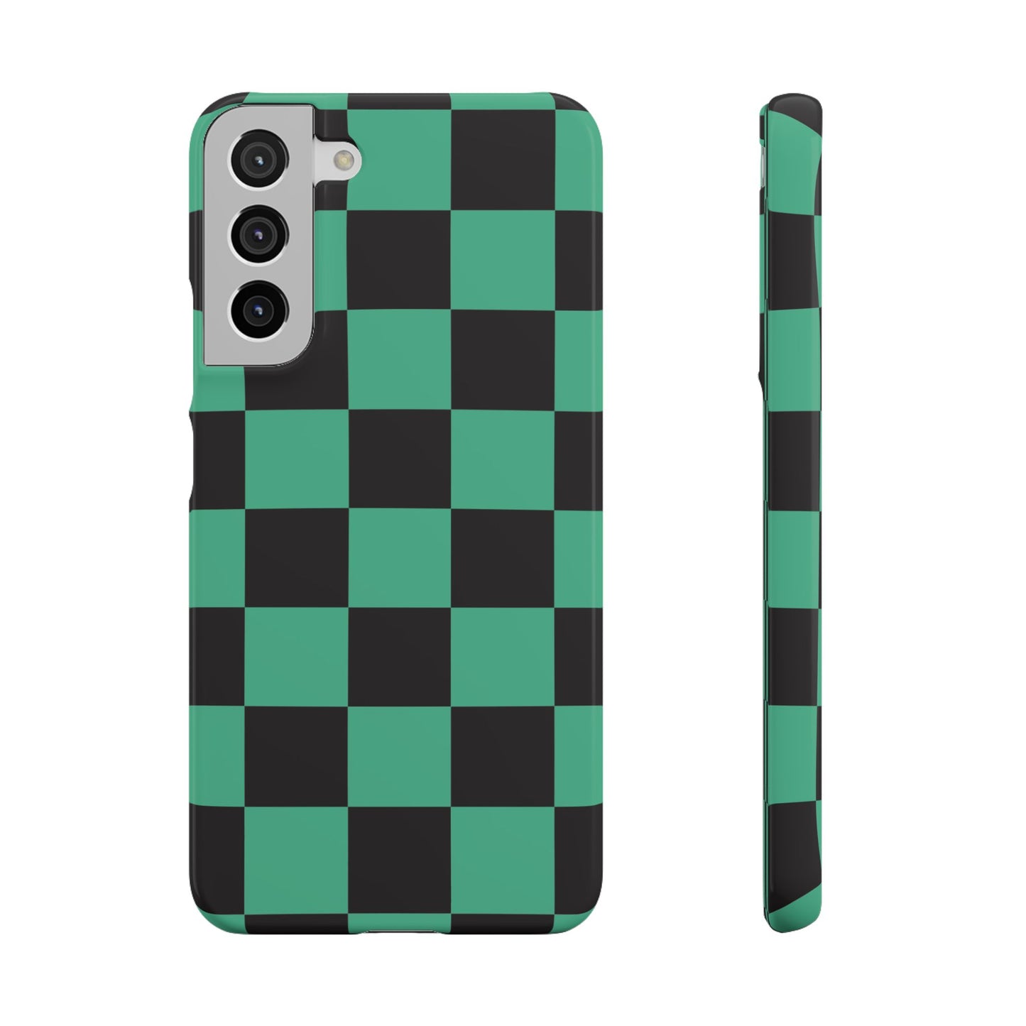Checkered Teal Snap Case — Black & Teal Phone Cover