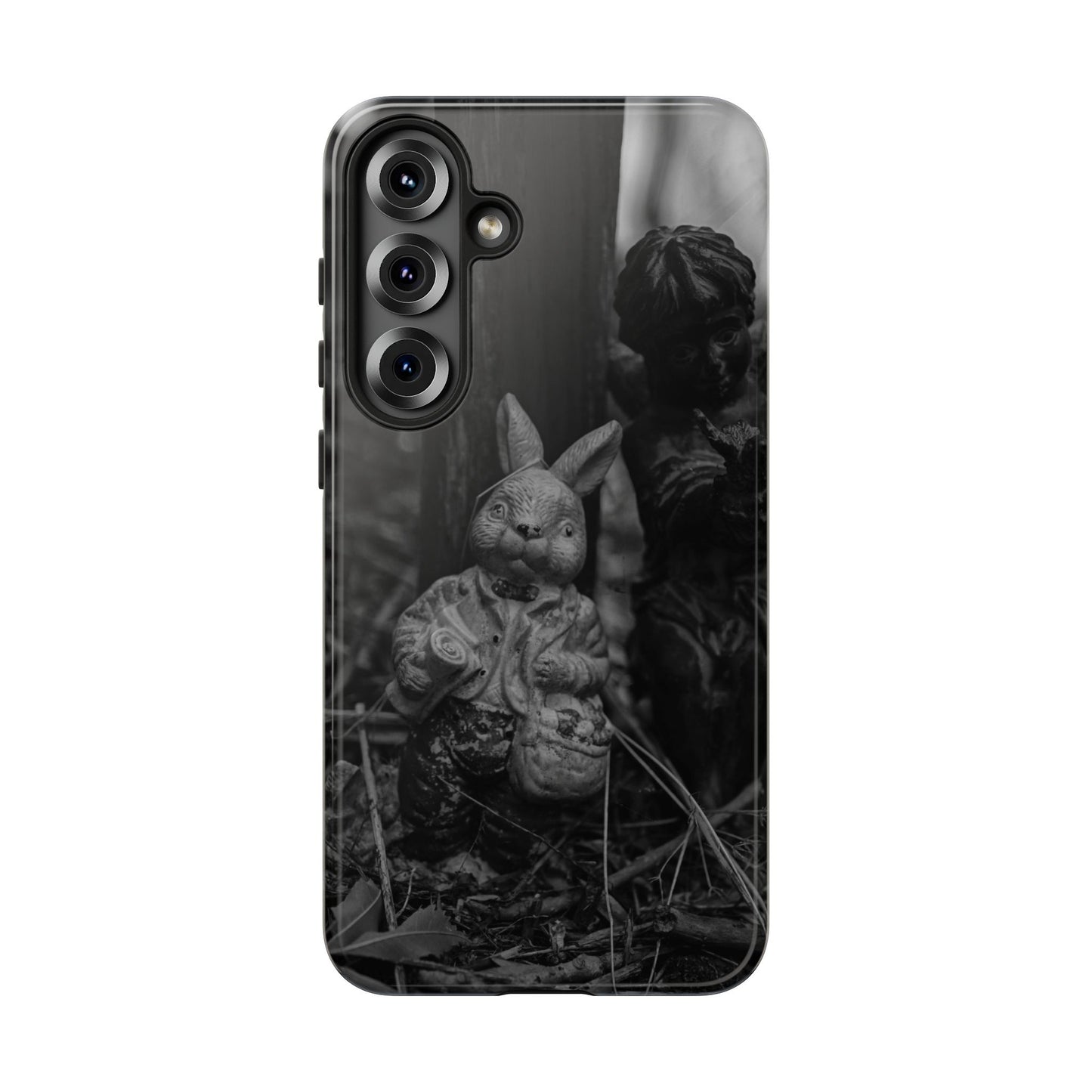 Vintage Gothic Bunny Tough Phone Case — Dark Garden Statue Protective Cover