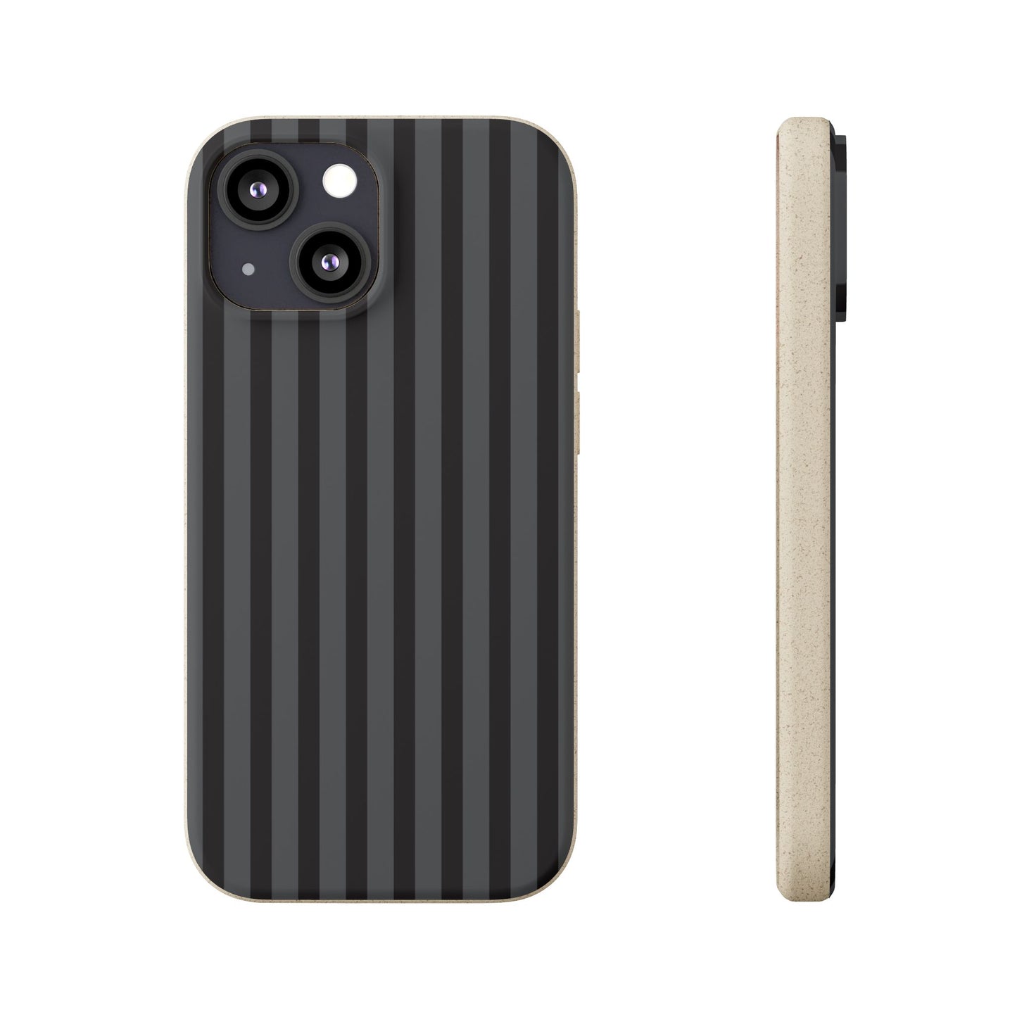 Biodegradable Black Vertical Stripe Phone Cover for Apple iPhone and Samsung Galaxy.