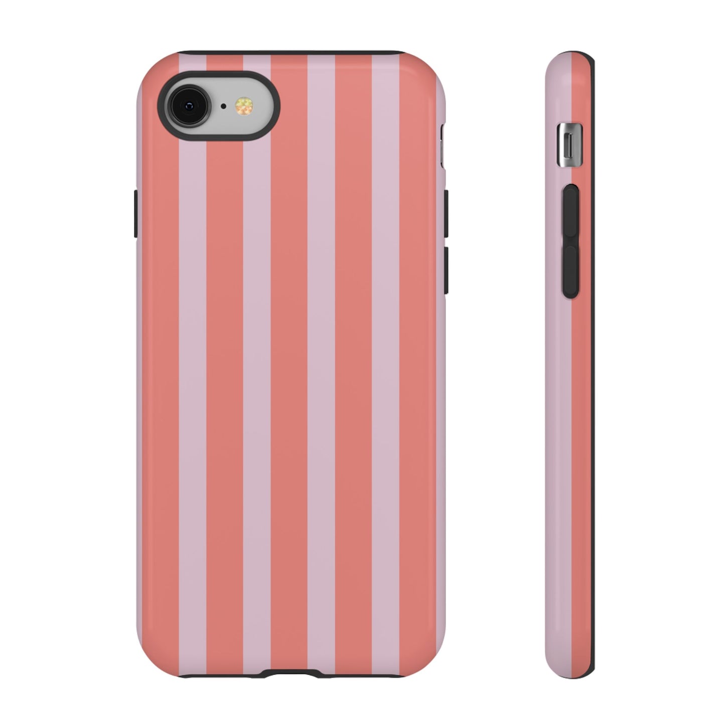 Pink Striped Tough Phone Case — Durable Protective Cover