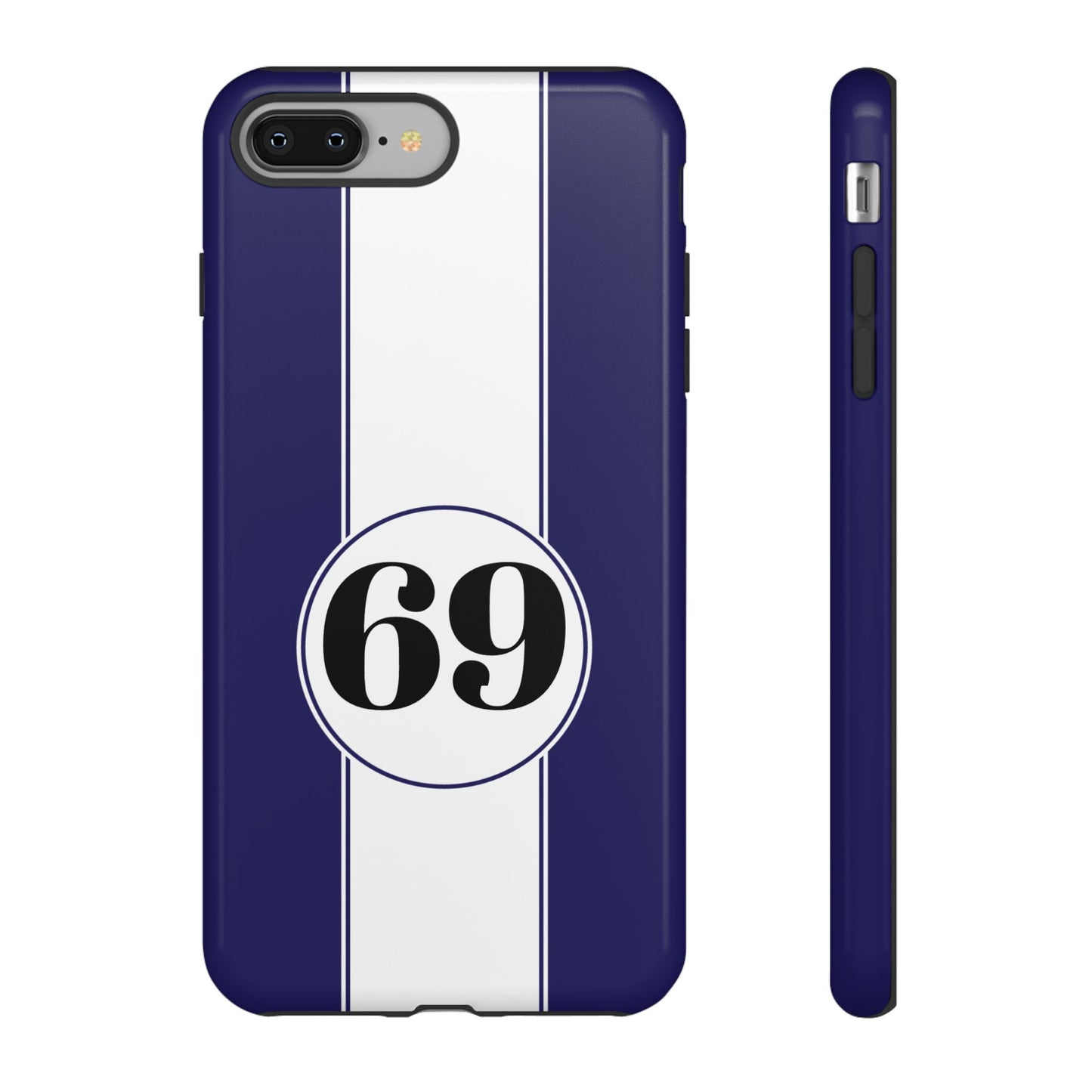 Custom Number Racing Stripe Tough Phone Case for Apple iPhone, Samsung Galaxy and Google Pixel.