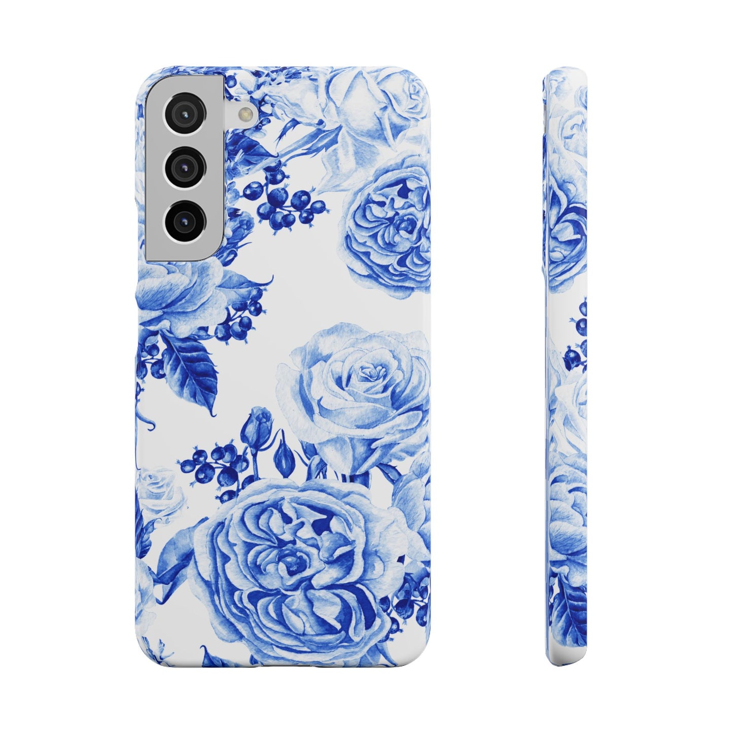 Blue Porcelain Floral Snap Phone Case — Vintage Rose Pattern