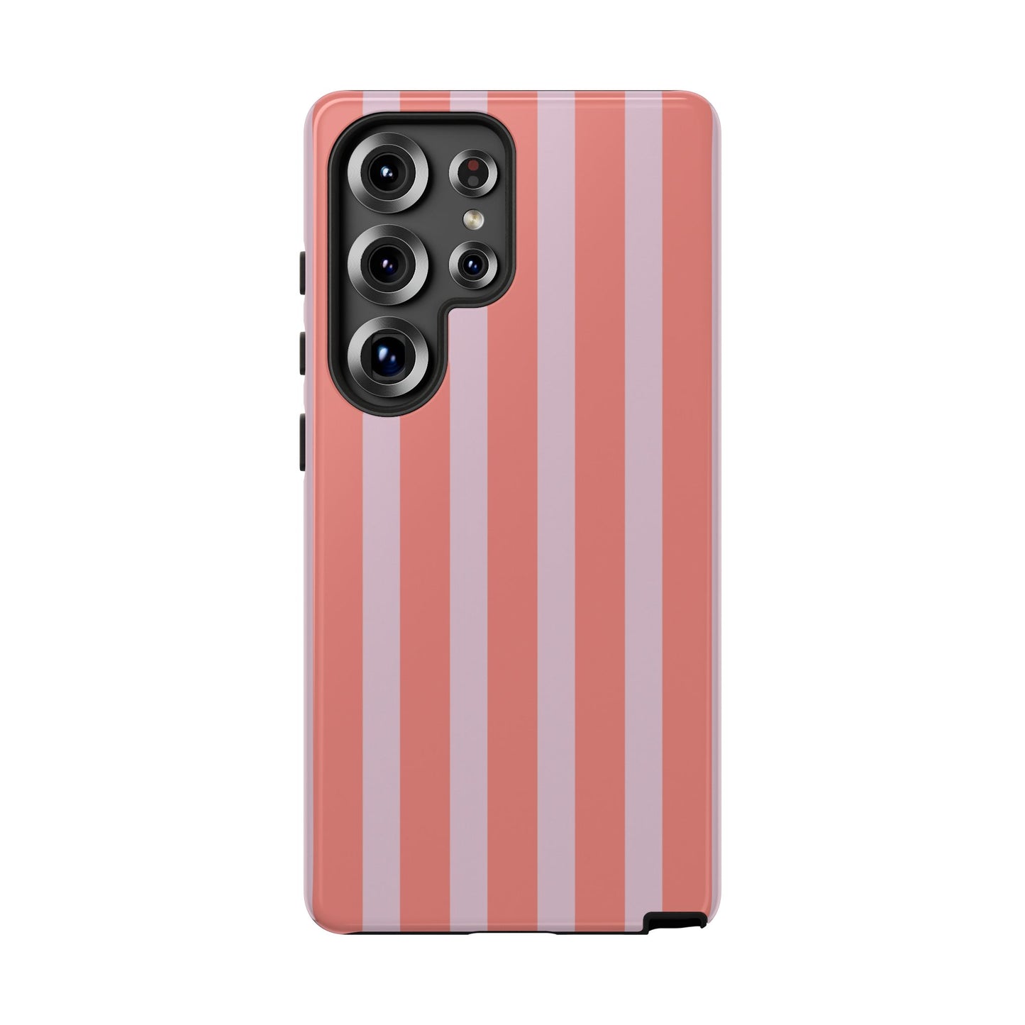 Pink Striped Tough Phone Case — Durable Protective Cover
