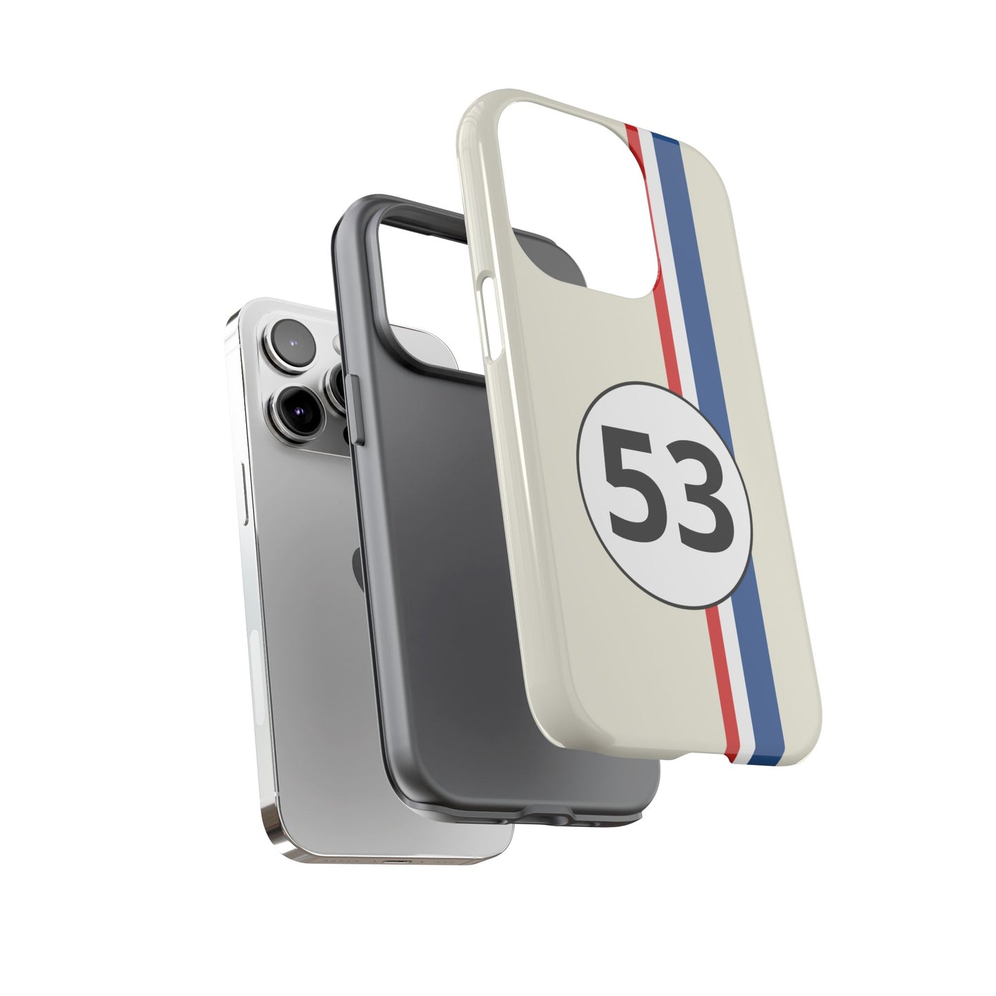 Racing Stripe Personalised Number Tough Phone Case for Apple iPhone, Samsung Galaxy and Google Pixel.