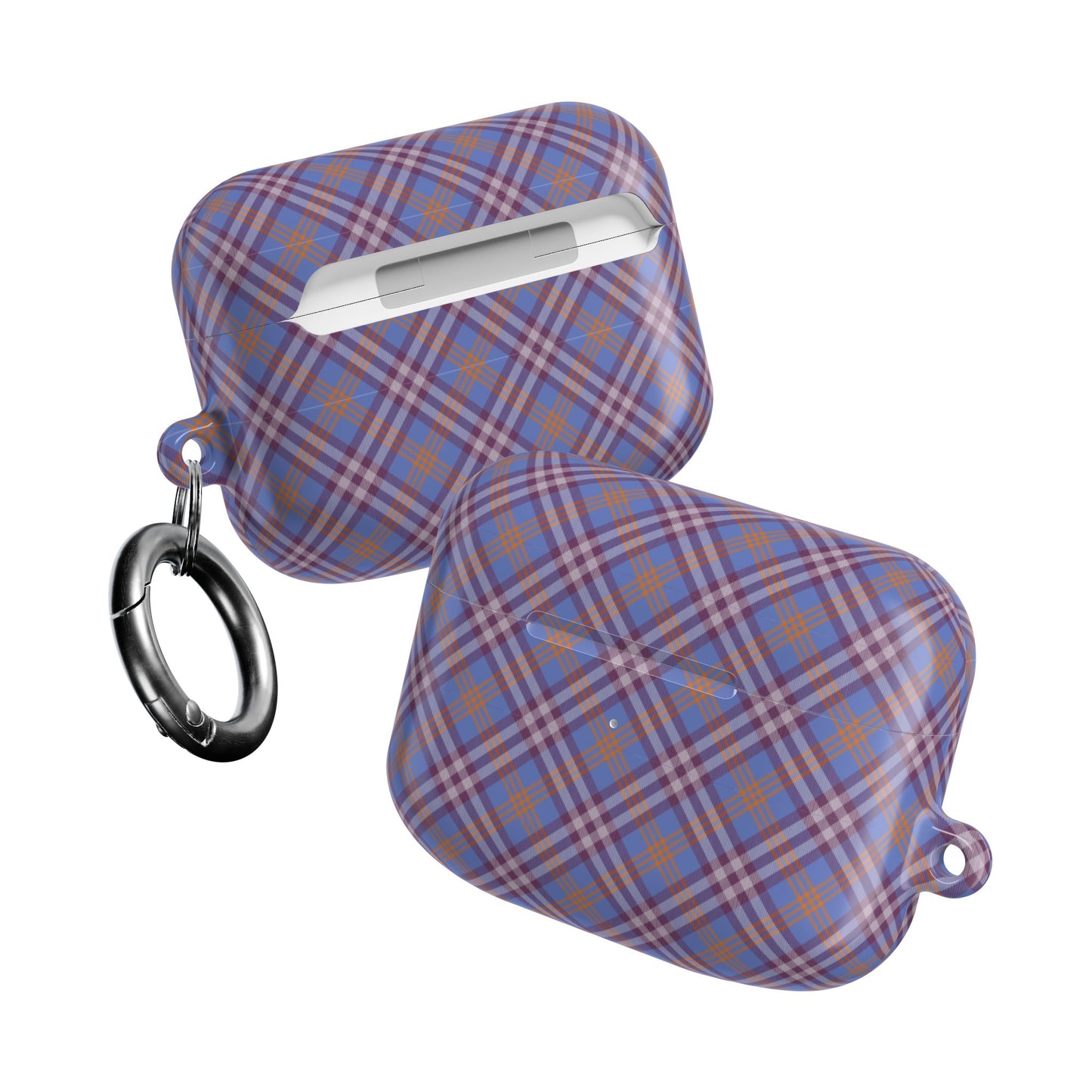 Orange and Violet Tartan AirPod Case — Classic Orange and Violet Plaid Protective Cover