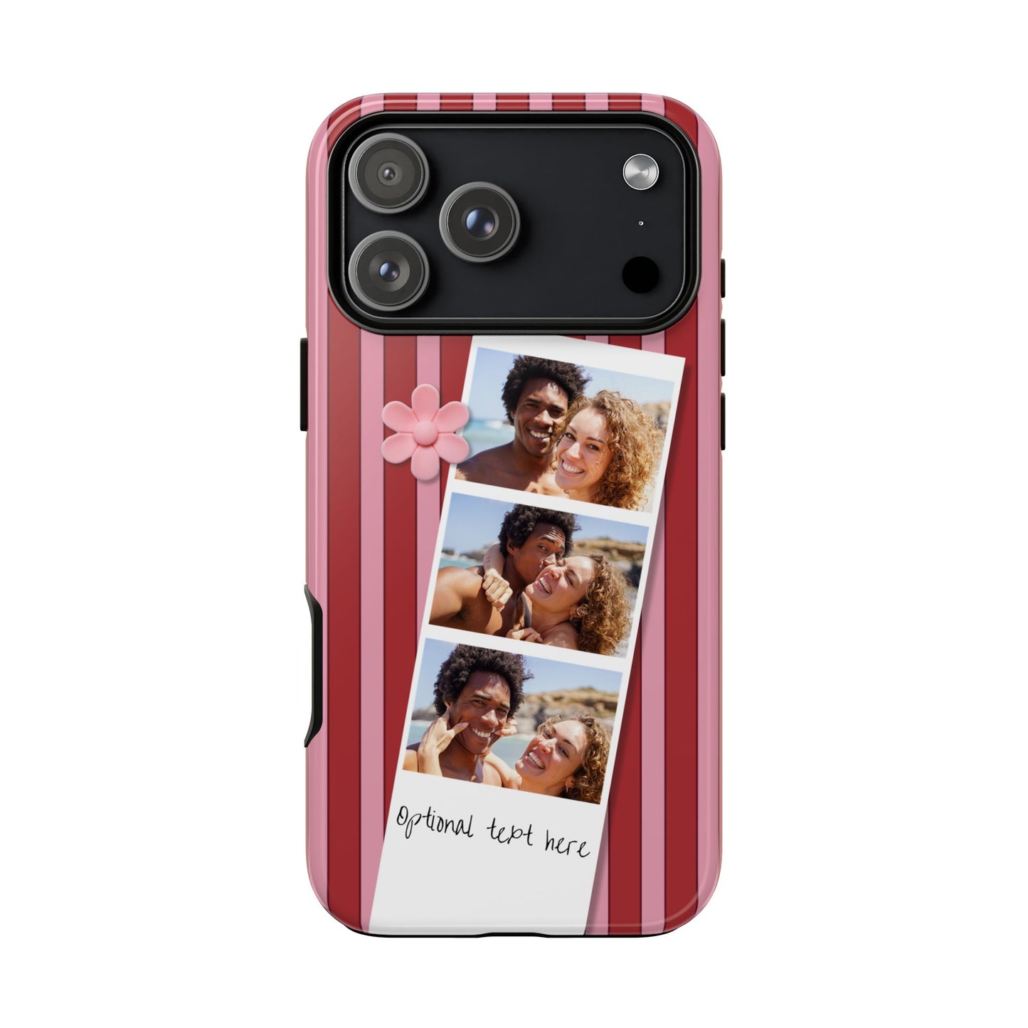 Customisable Three Photo Personalised Collage Tough Phone Case for Apple iPhone, Samsung Galaxy and Google Pixel.
