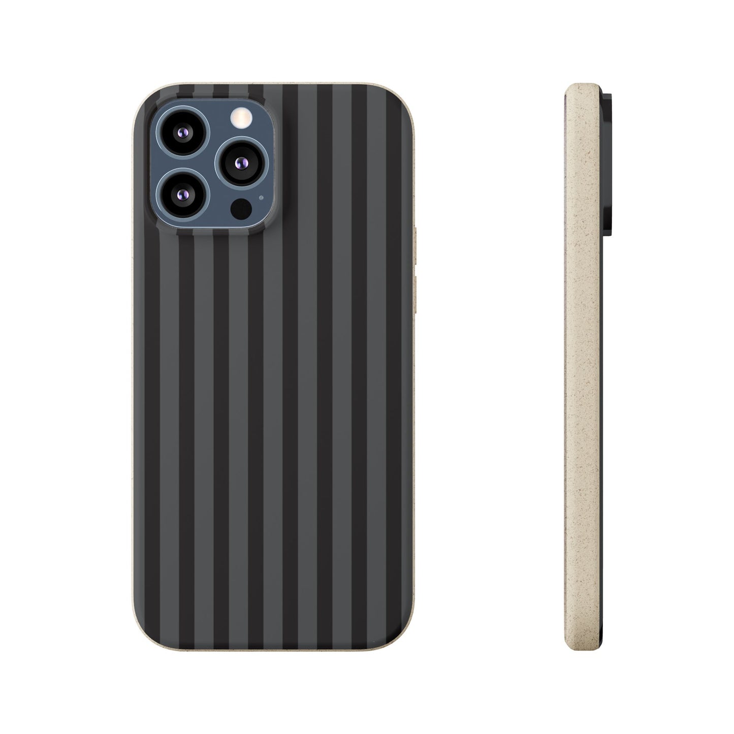 Biodegradable Black Vertical Stripe Phone Cover for Apple iPhone and Samsung Galaxy.