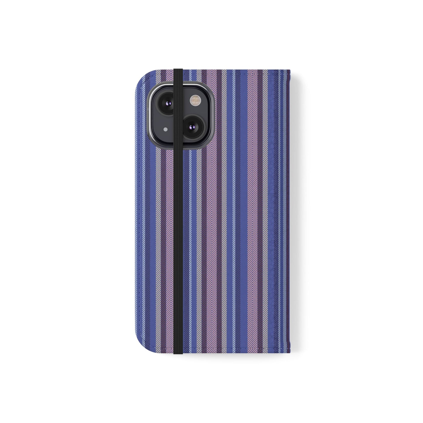 Striped Blue Flip Phone Case — Wallet Folio Phone Cover