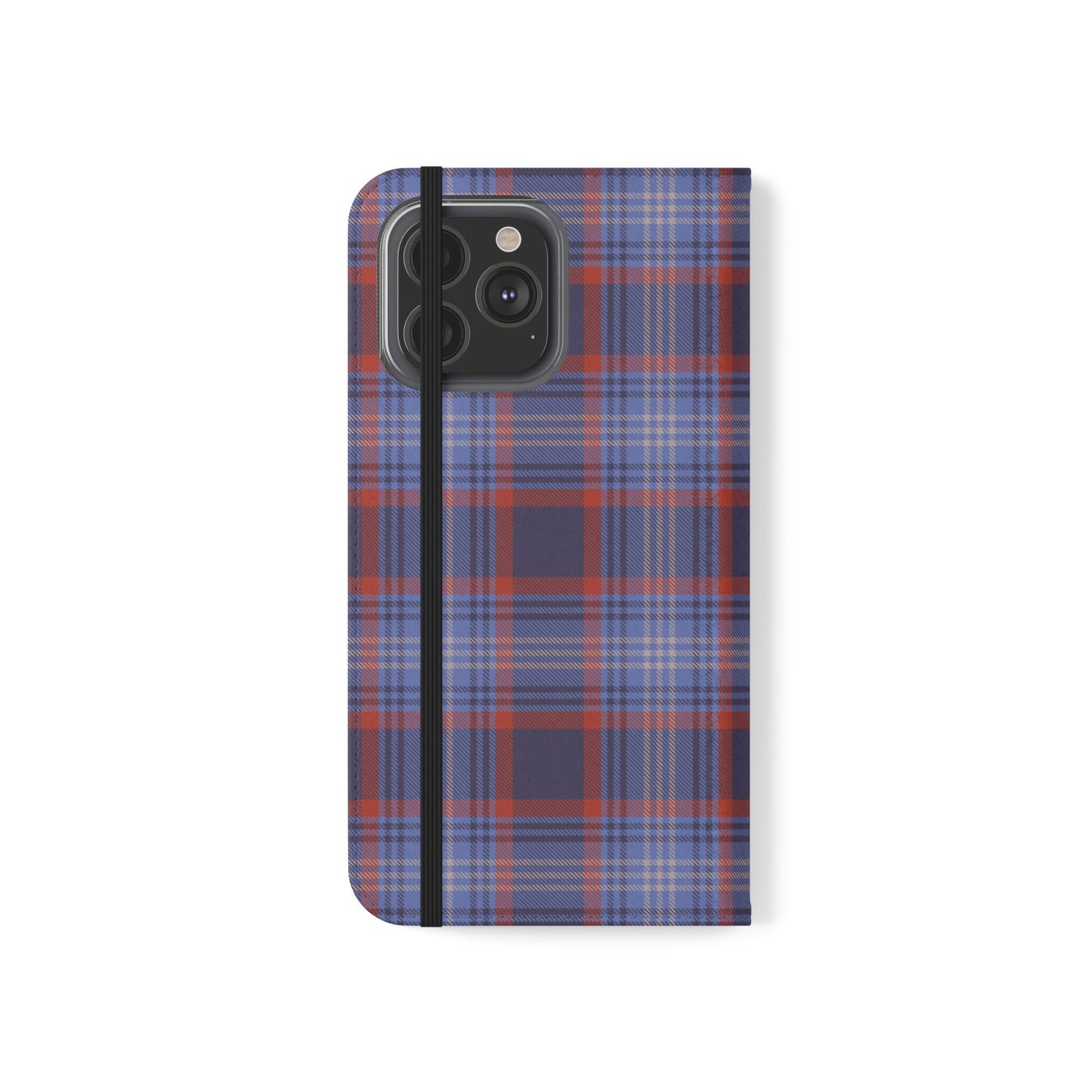 Tartan Flip Phone Case — Red & Purple Plaid Wallet Cover
