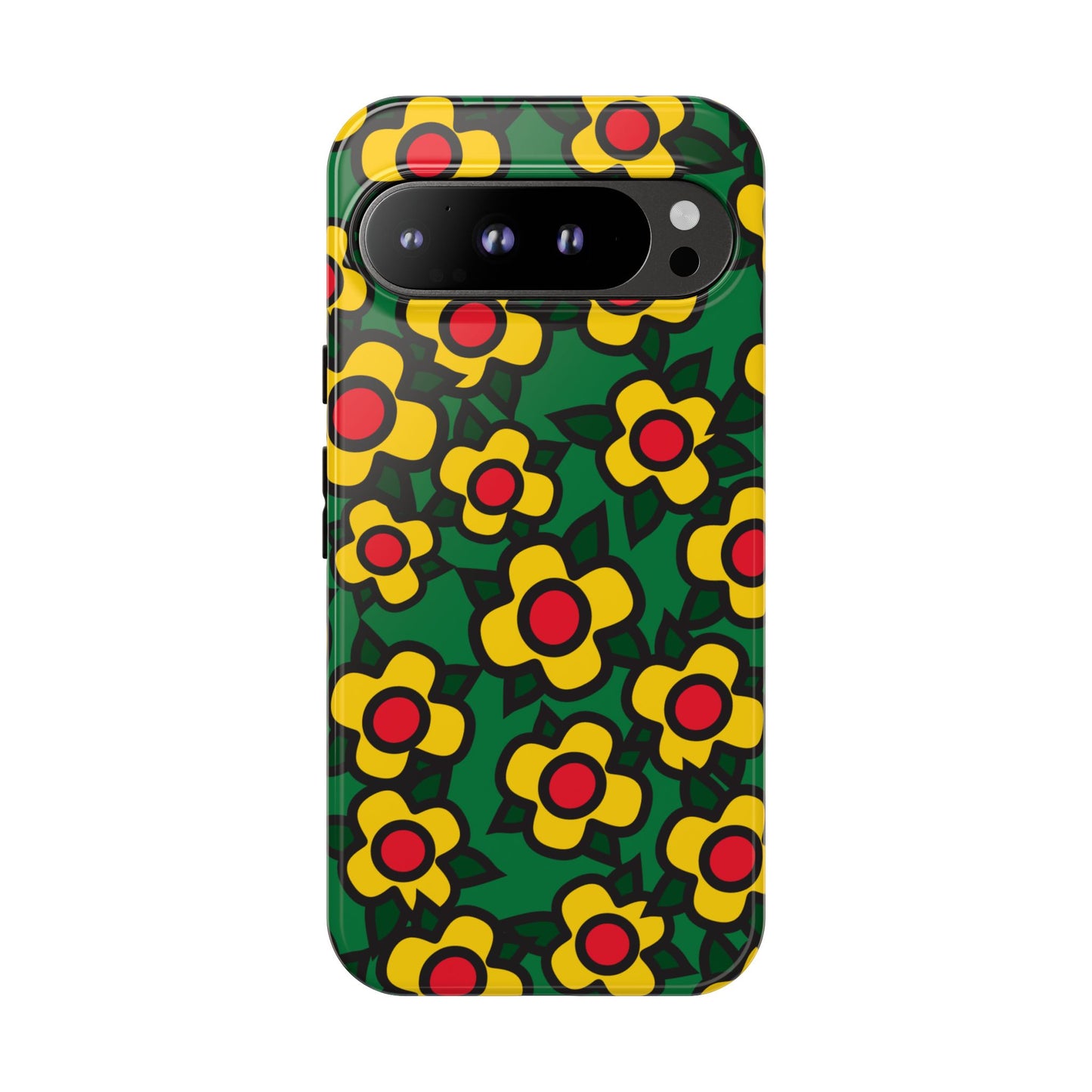 Floral Pop Tough Phone Case — Retro Yellow Red Flower Pattern
