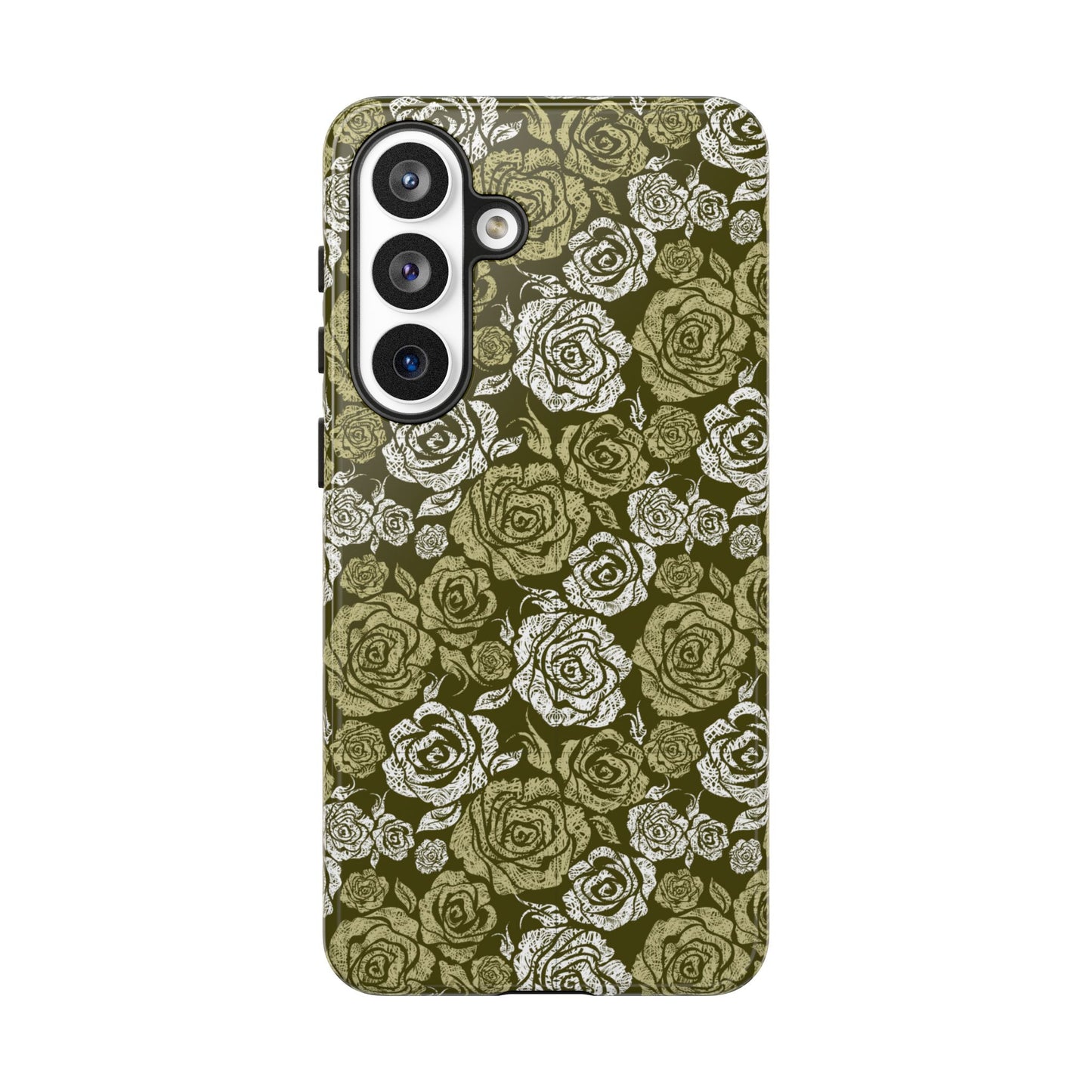 Floral Olive Rose Pattern Tough Phone Case