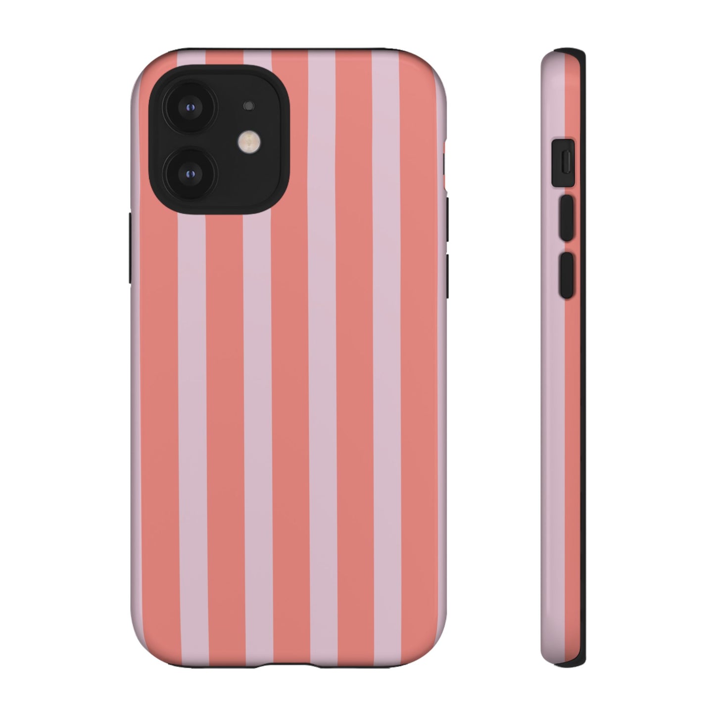 Pink Striped Tough Phone Case — Durable Protective Cover