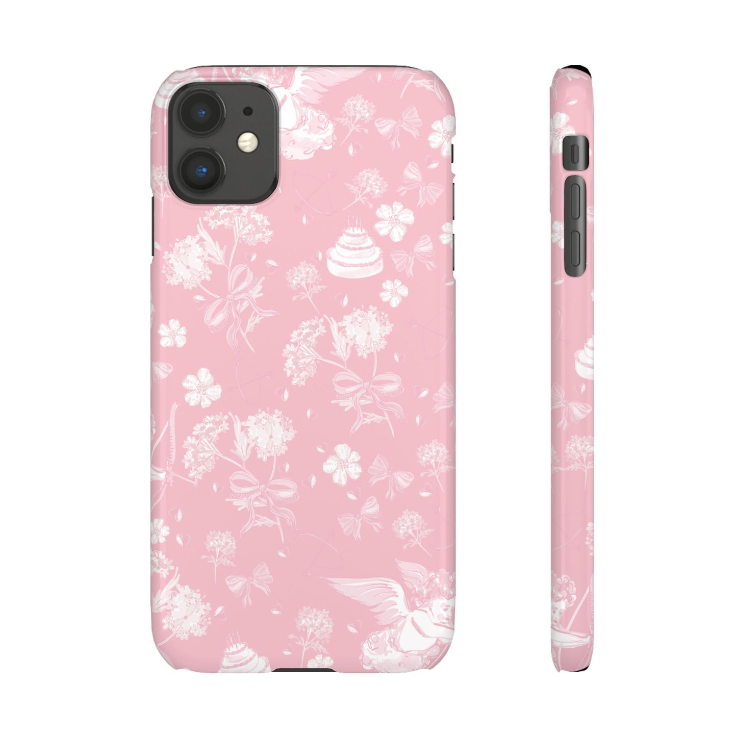 Pink Floral Slim Phone Case for Apple iPhone, Samsung Galaxy and Google Pixel.