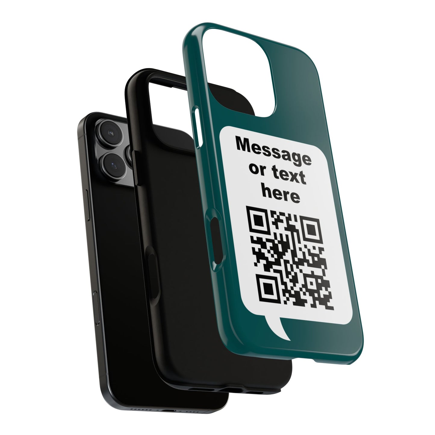 Custom QR Code Tough Phone Case — "Custom text" Contact Case