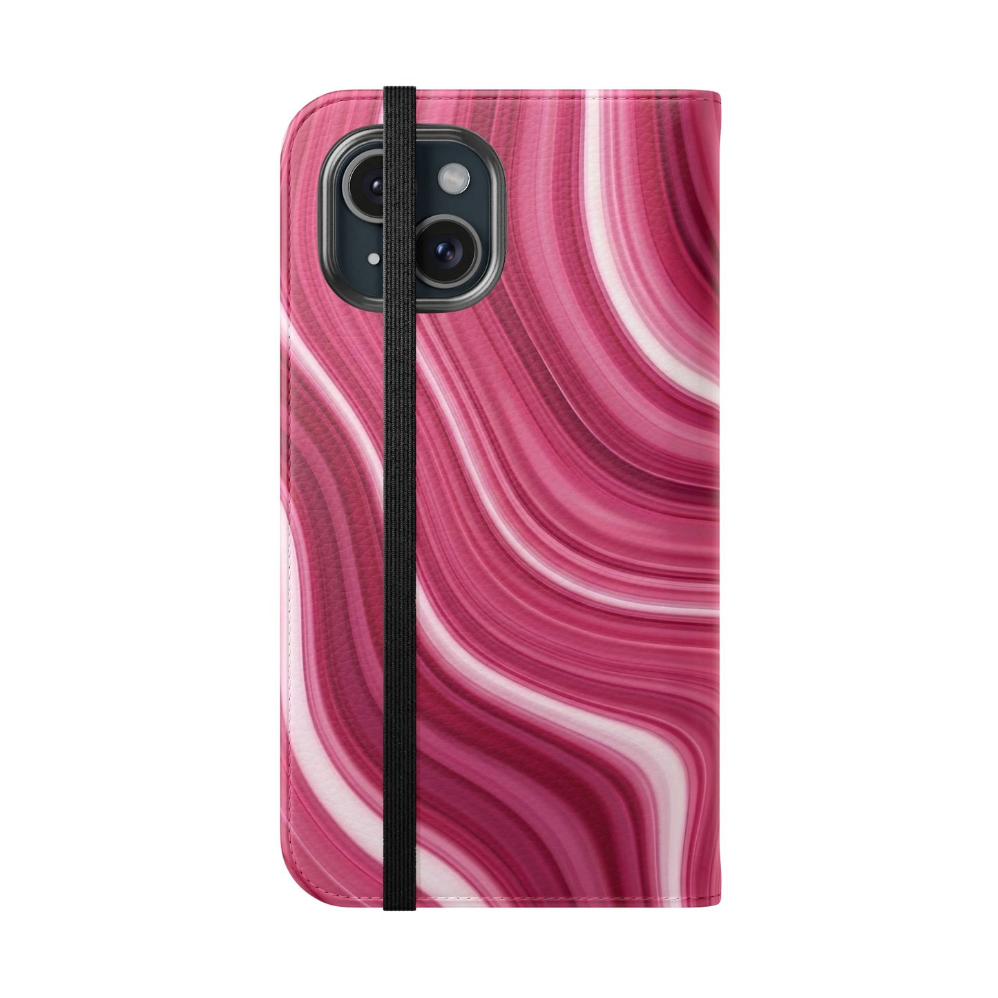 Pink Marble Swirl Flip Case — Wallet Phone Cover with Card Slots