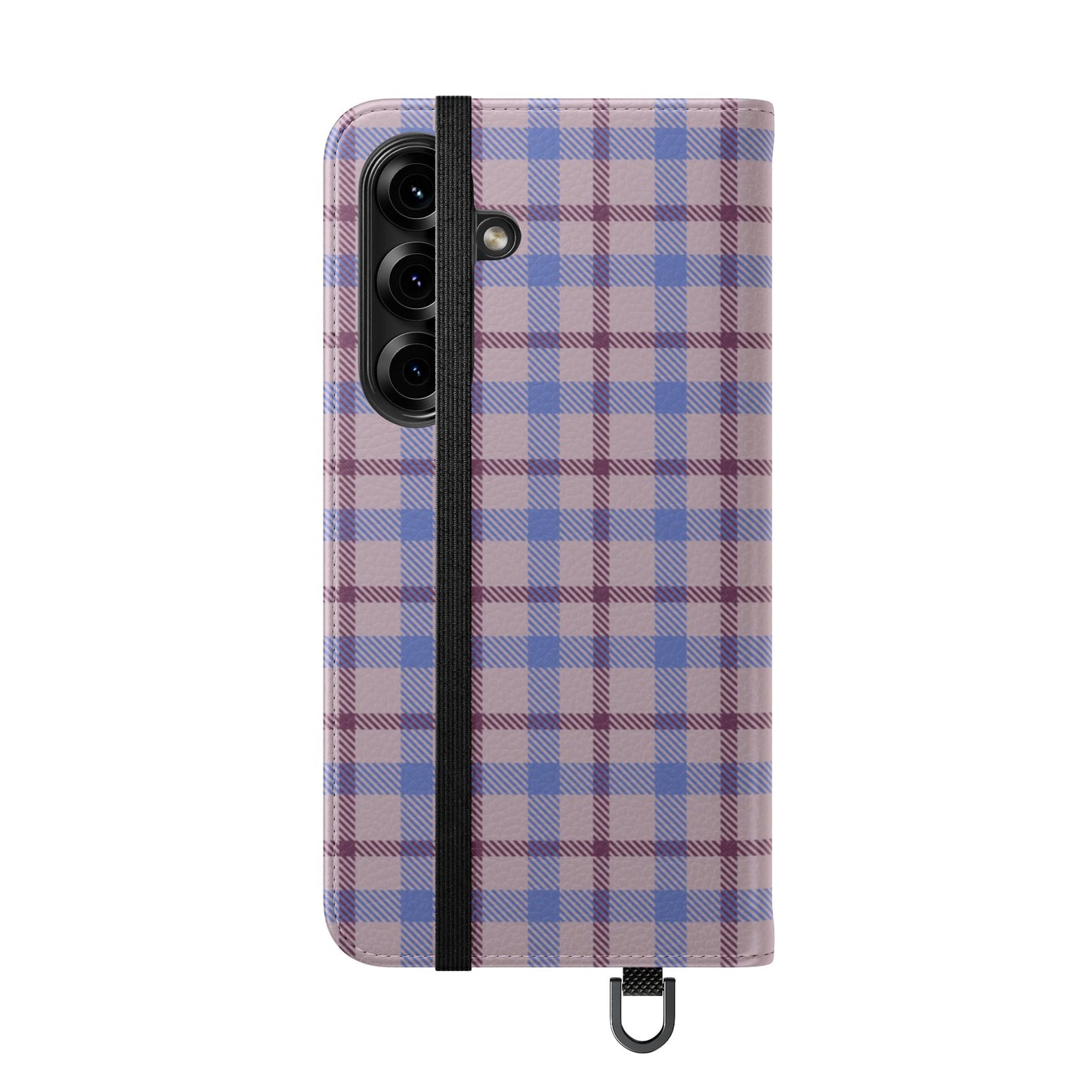 Tartan Flip Phone Case — Blue & Purple Plaid Wallet Cover