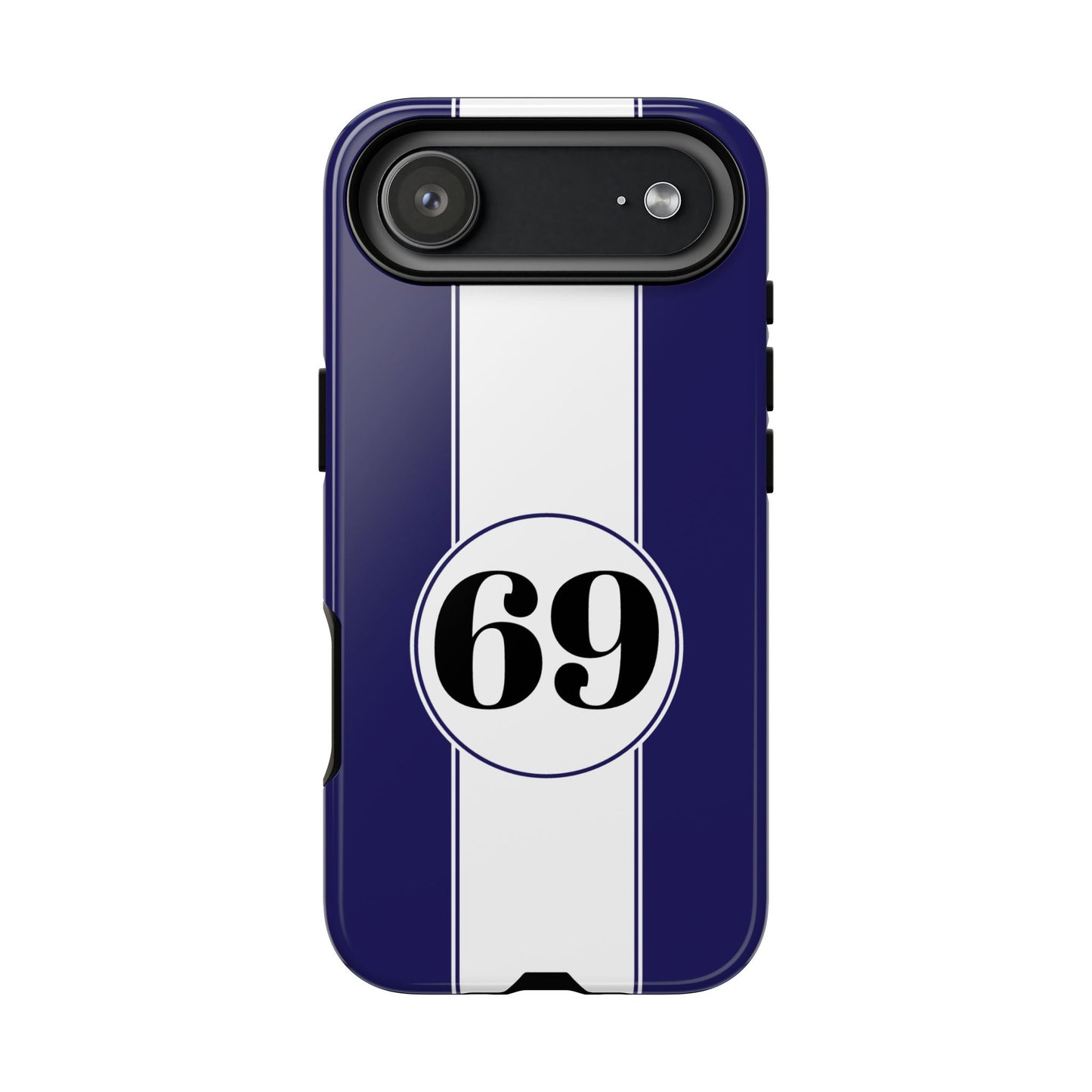 Custom Number Racing Stripe Tough Phone Case for Apple iPhone, Samsung Galaxy and Google Pixel.