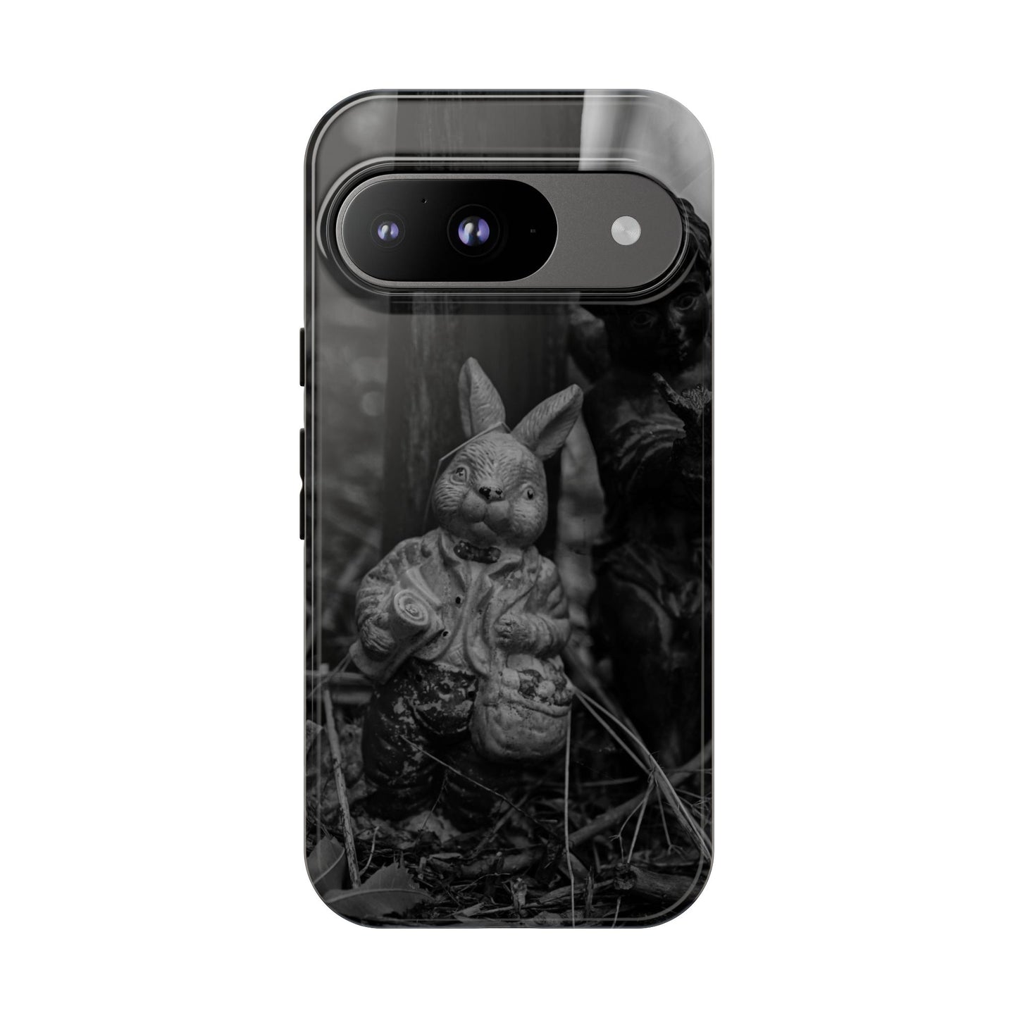Vintage Gothic Bunny Tough Phone Case — Dark Garden Statue Protective Cover