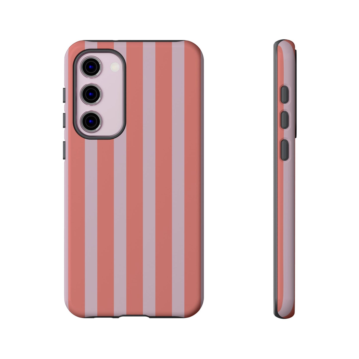 Pink Striped Tough Phone Case — Durable Protective Cover