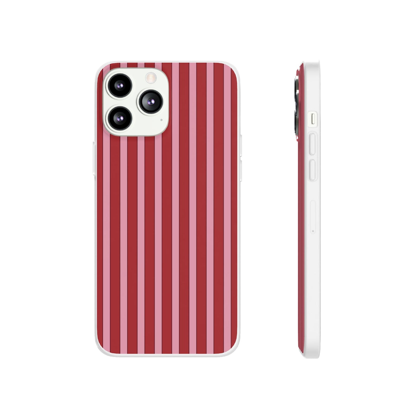 Red Vertical Stripe Protective Flexi Case for Apple iPhone, Samsung Galaxy.