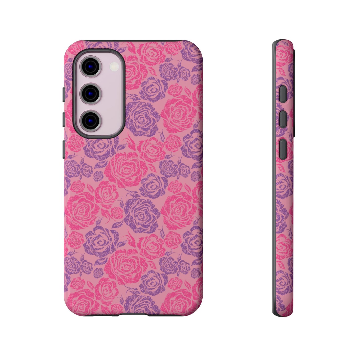 Pink & Lavender Rose Pattern Tough Phone Case