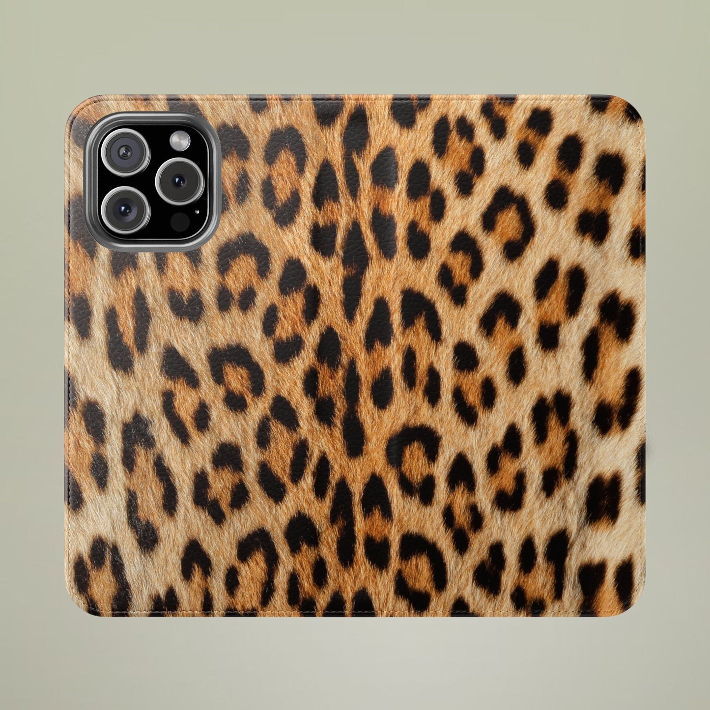 Leopard Fur Flip Phone Case — Leopard Fur Wallet Cover