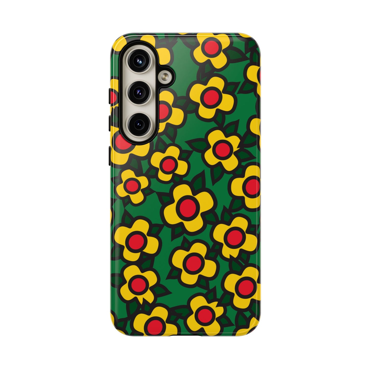 Floral Pop Tough Phone Case — Retro Yellow Red Flower Pattern
