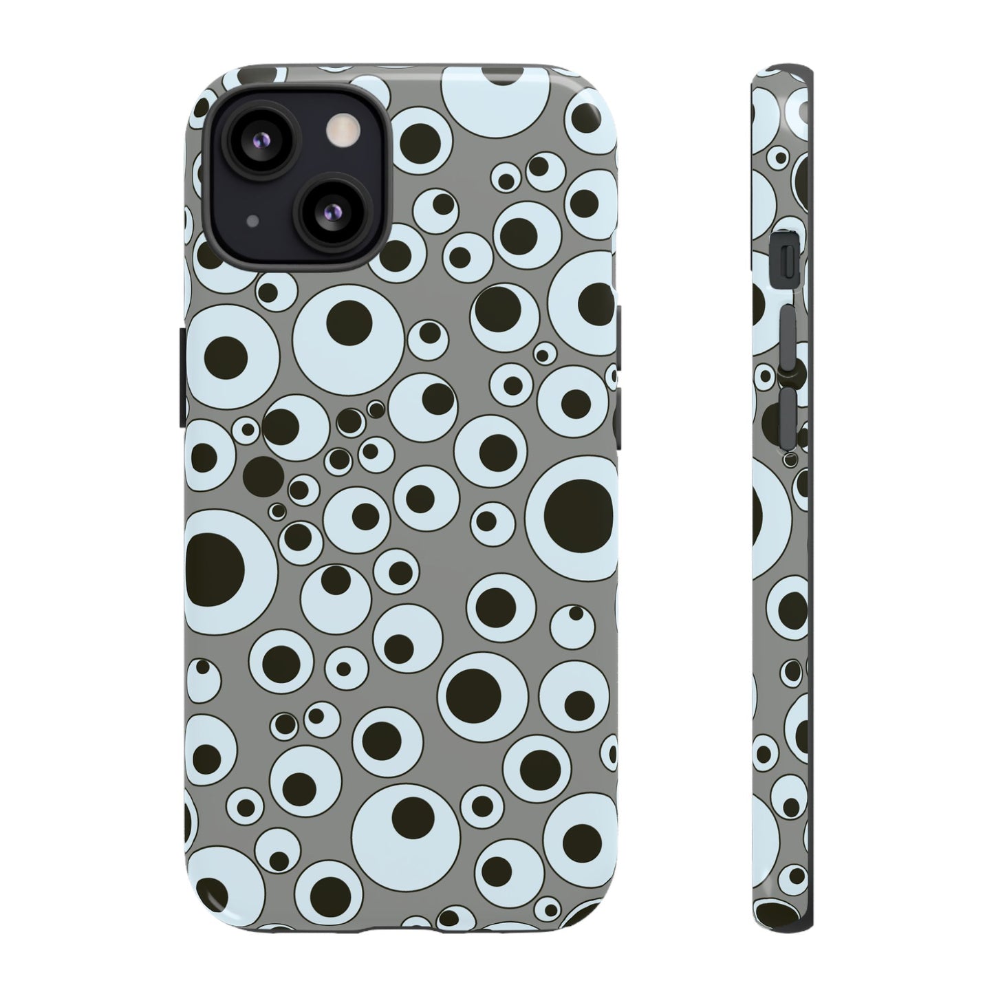 Bubble Pattern Tough Phone Case – Grey Retro Polka-Dot Design