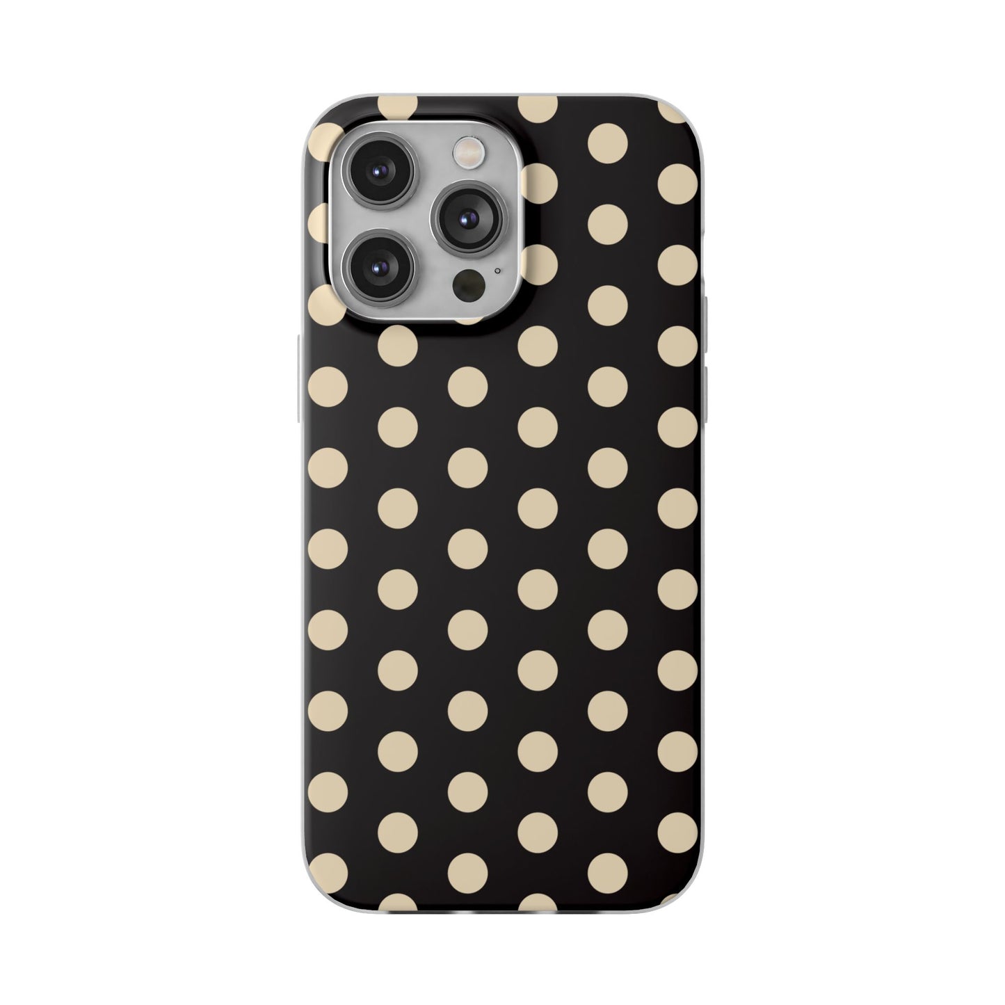 Black & Cream Retro Polka Dot Flexi Case for Apple iPhone, Samsung Galaxy.