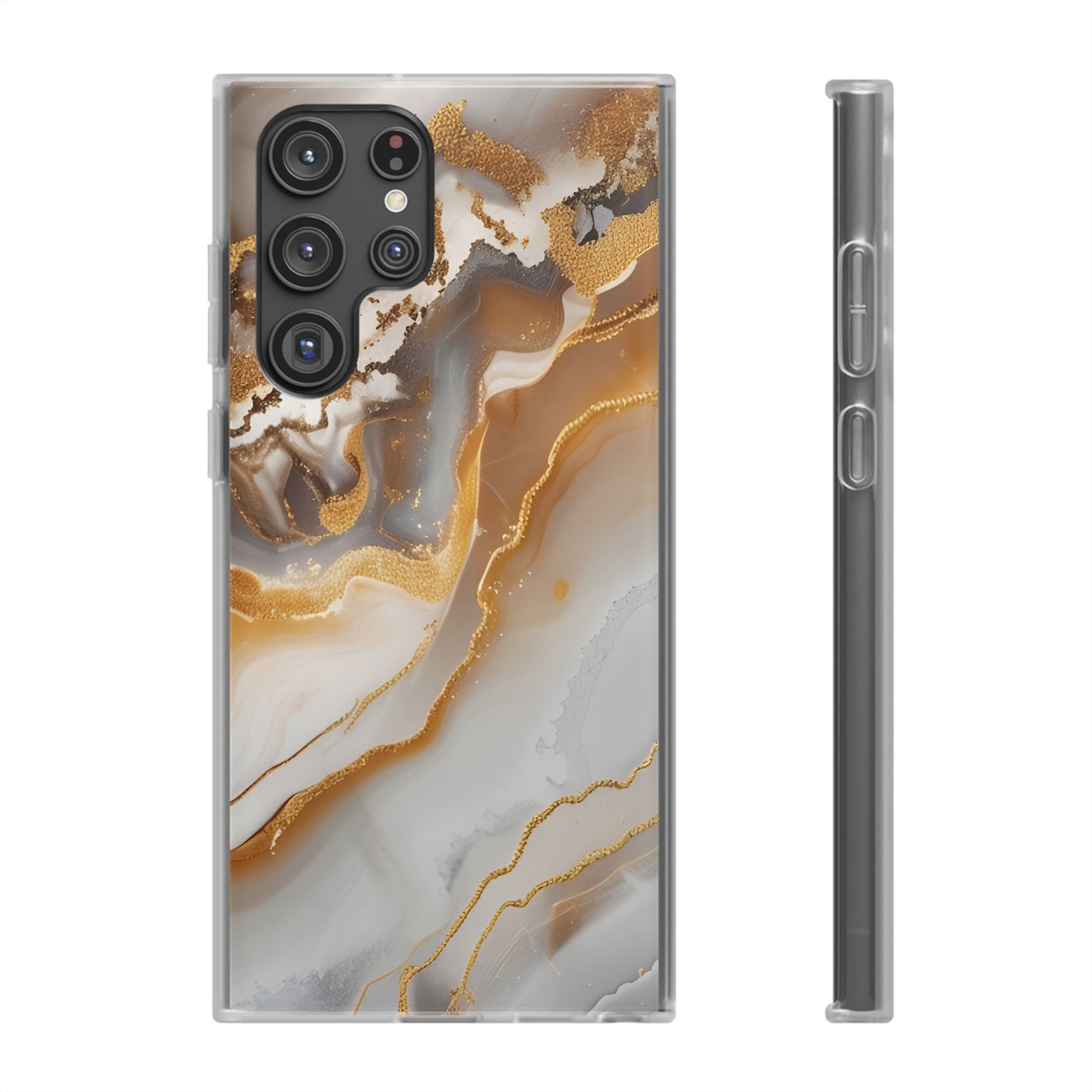Gold Marble Flexi Phone Case for Apple iPhone and Samsung Galaxy.