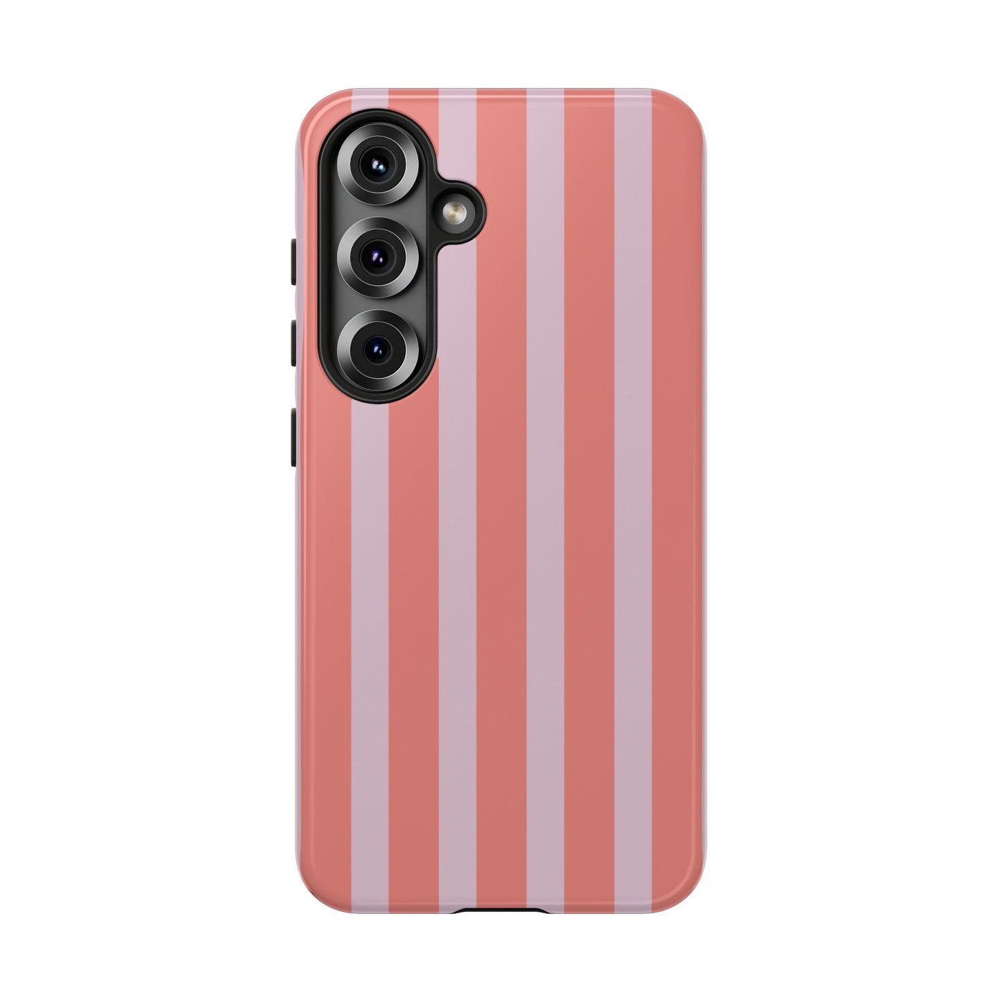 Pink Striped Tough Phone Case — Durable Protective Cover