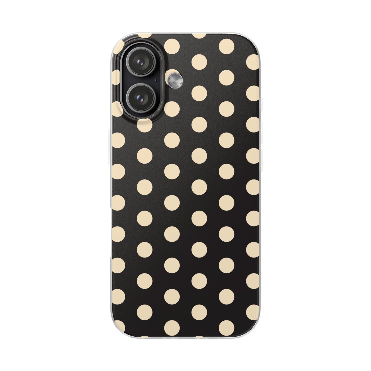 Black & Cream Retro Polka Dot Flexi Case for Apple iPhone, Samsung Galaxy.