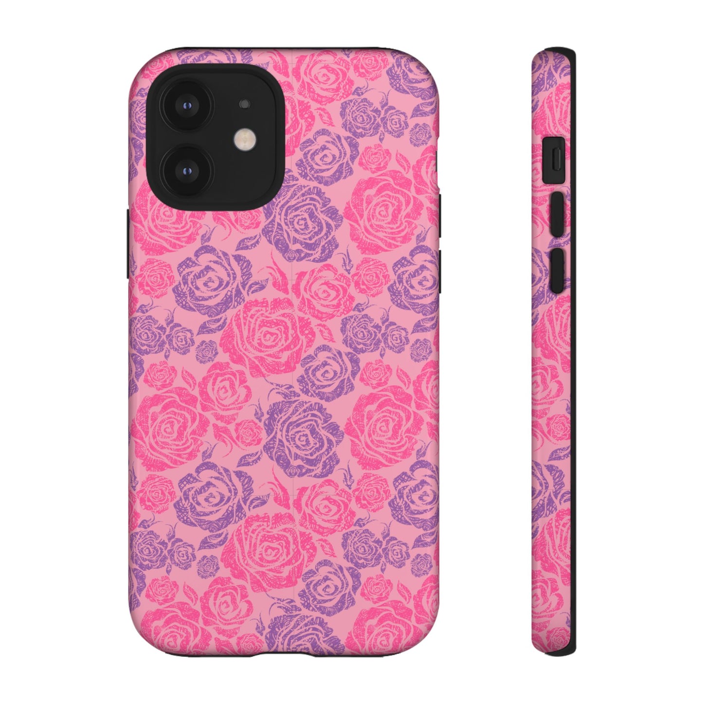 Pink & Lavender Rose Pattern Tough Phone Case
