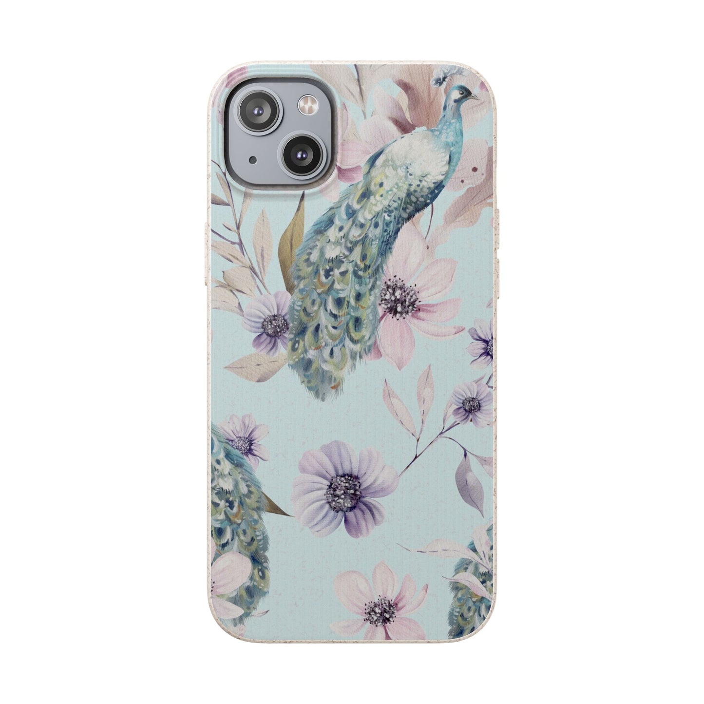 Peacock Floral Biodegradable Phone Case — Eco-Friendly Cover for Apple iPhone and Samsung Galaxy.