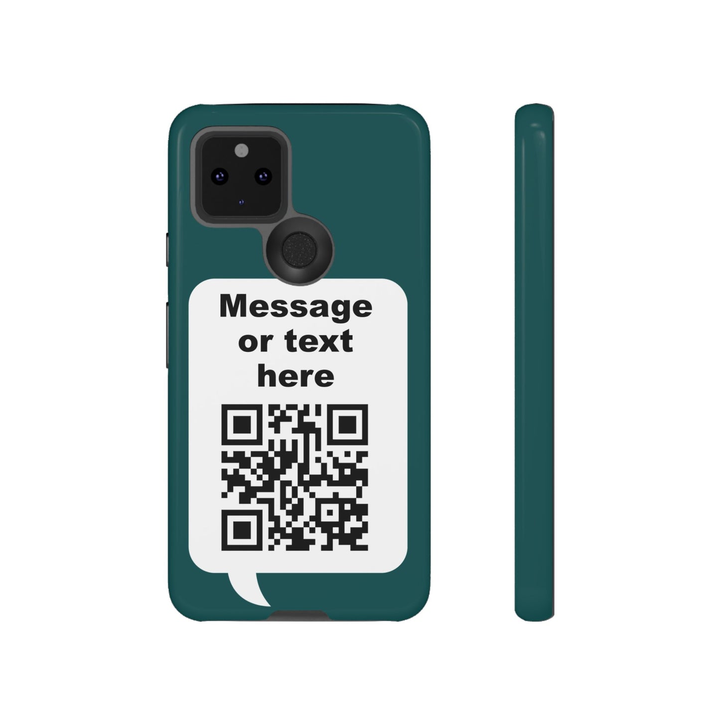 Custom QR Code Tough Phone Case — "Custom text" Contact Case