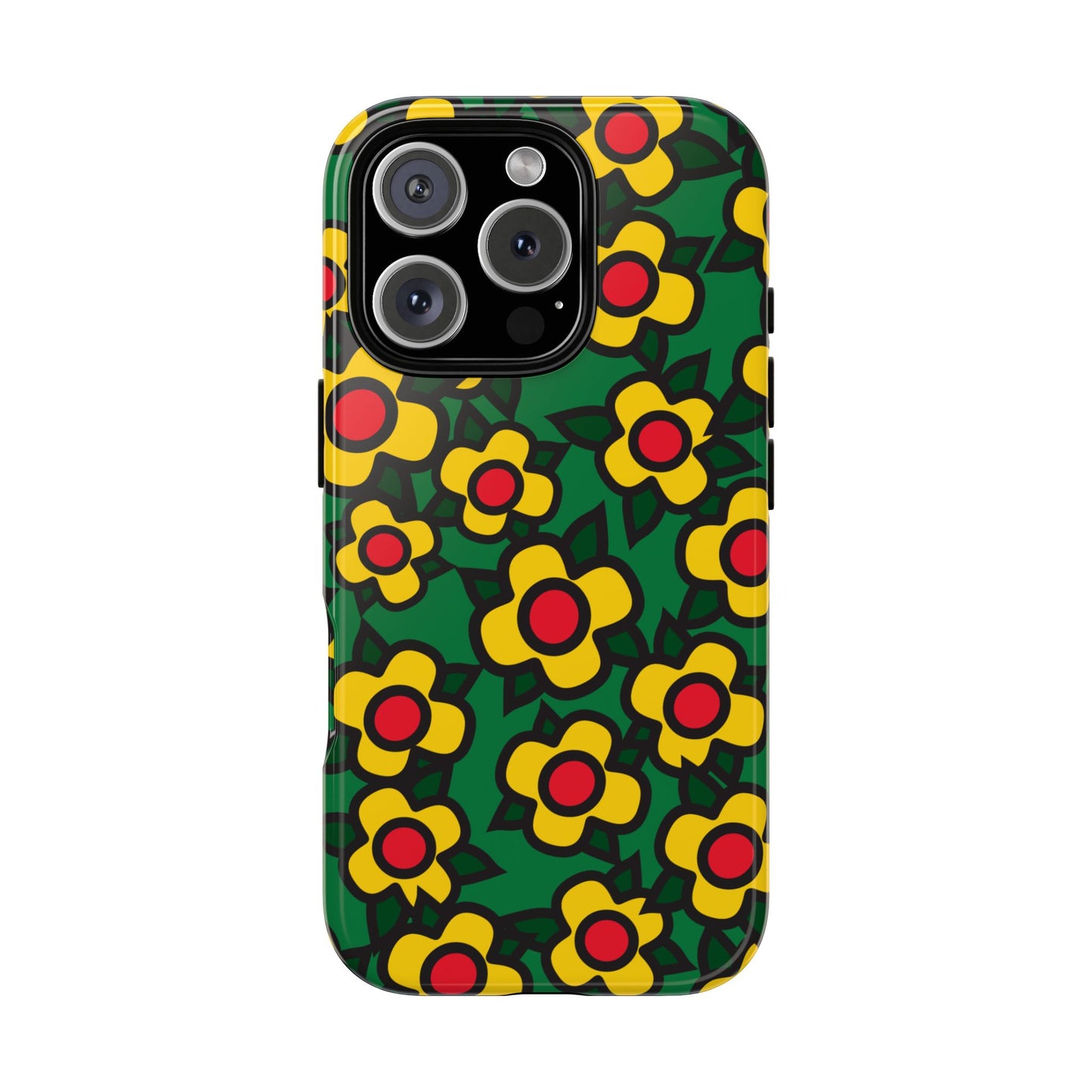Floral Pop Tough Phone Case — Retro Yellow Red Flower Pattern