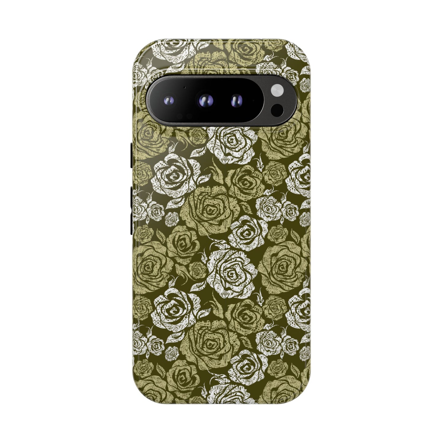 Floral Olive Rose Pattern Tough Phone Case