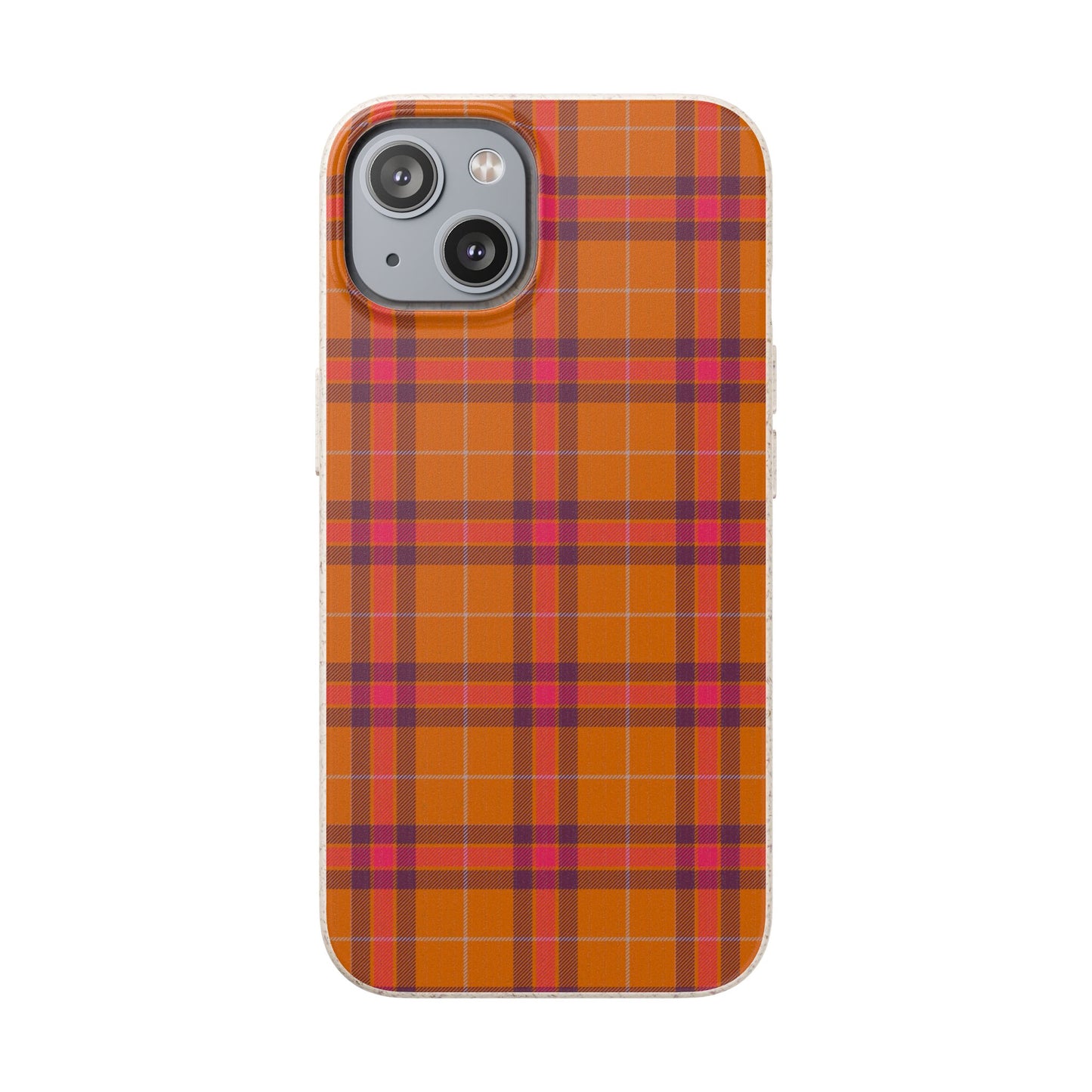 Biodegradable Autumn Orange Plaid Eco-Friendly Phone Cover for Apple iPhone and Samsung Galaxy.