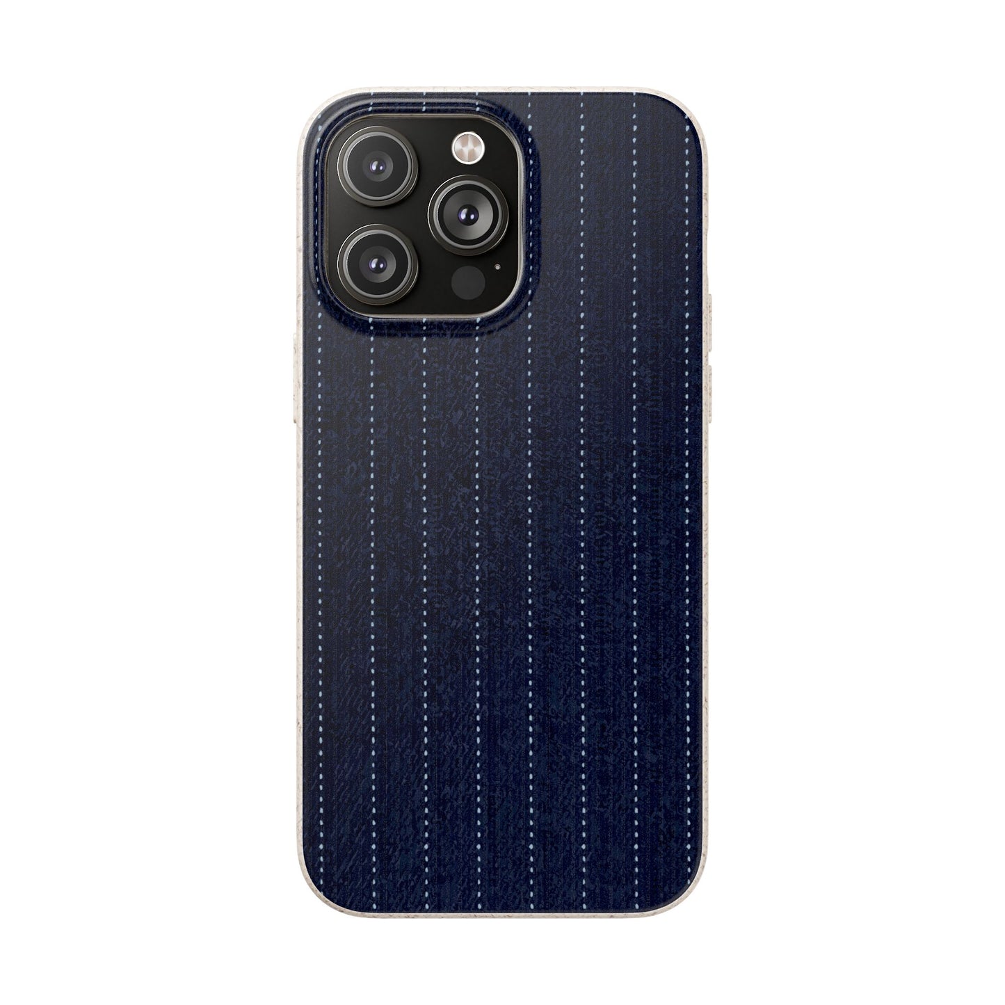 Biodegradable Pinstripe Phone Case — Eco-Friendly Navy Fabric Phone Cover for Apple iPhone and Samsung Galaxy.